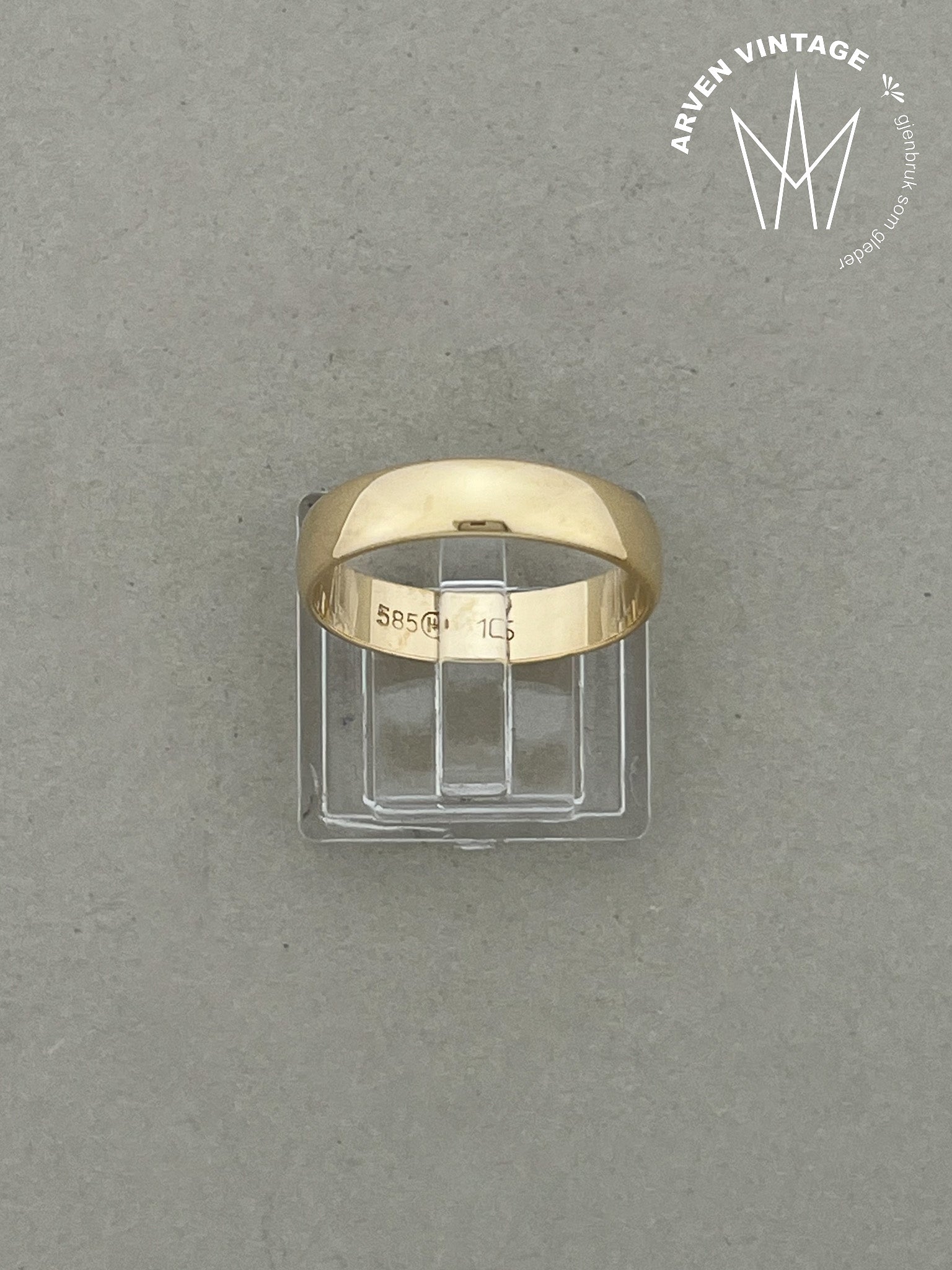 Vintage glatt ring gult gull str 59