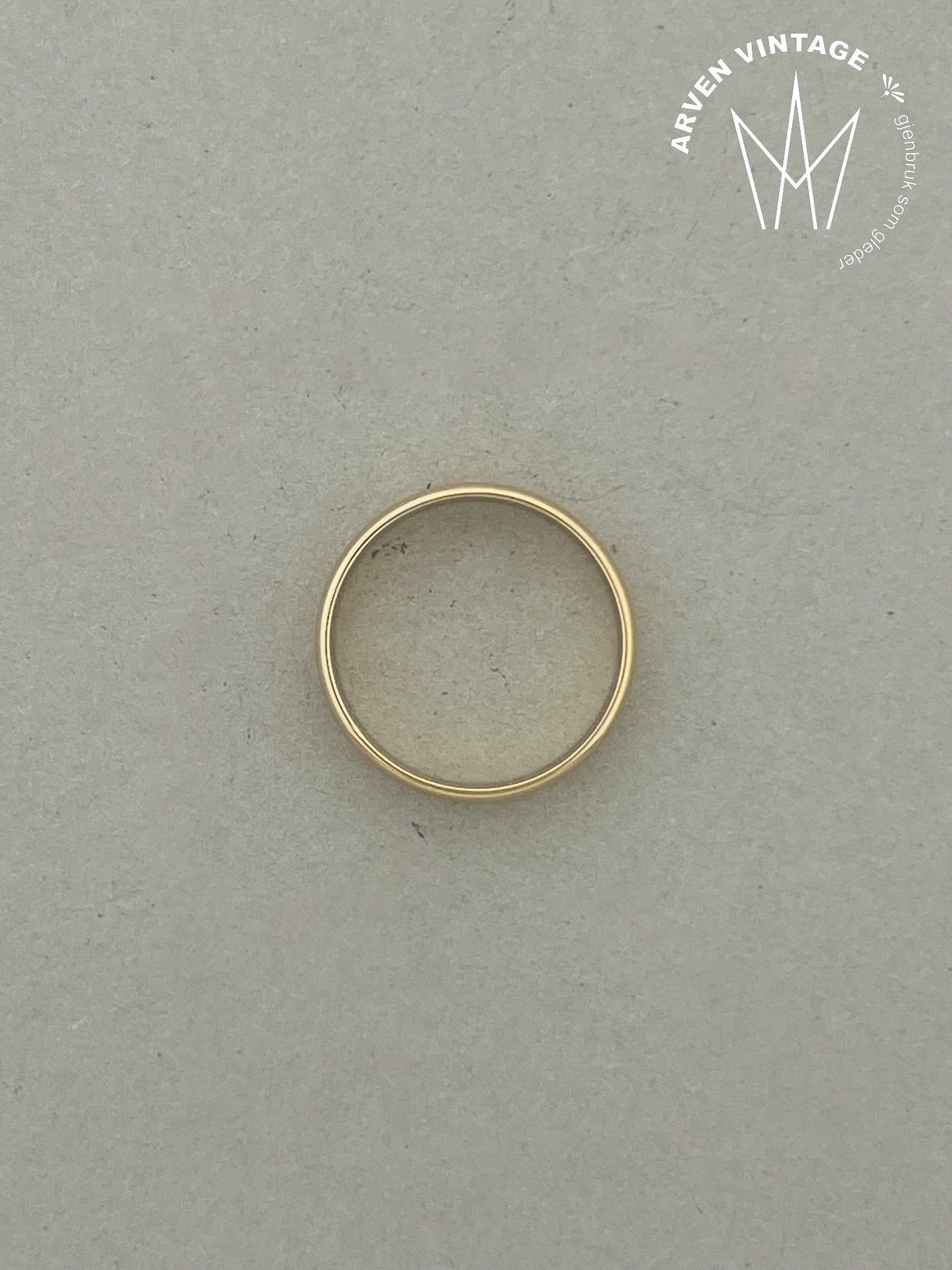 Vintage glatt ring gult gull str 59