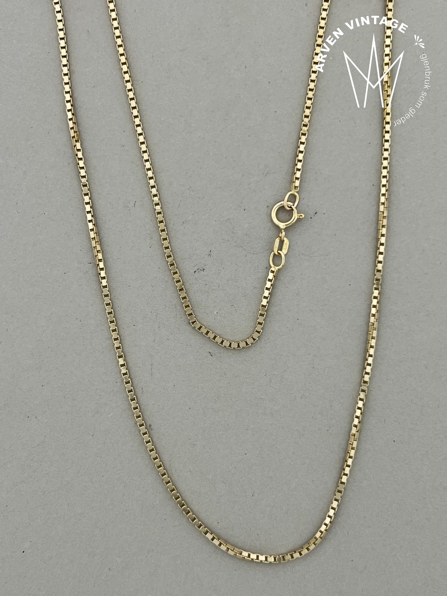 Vintage halskjede gult gull 80cm