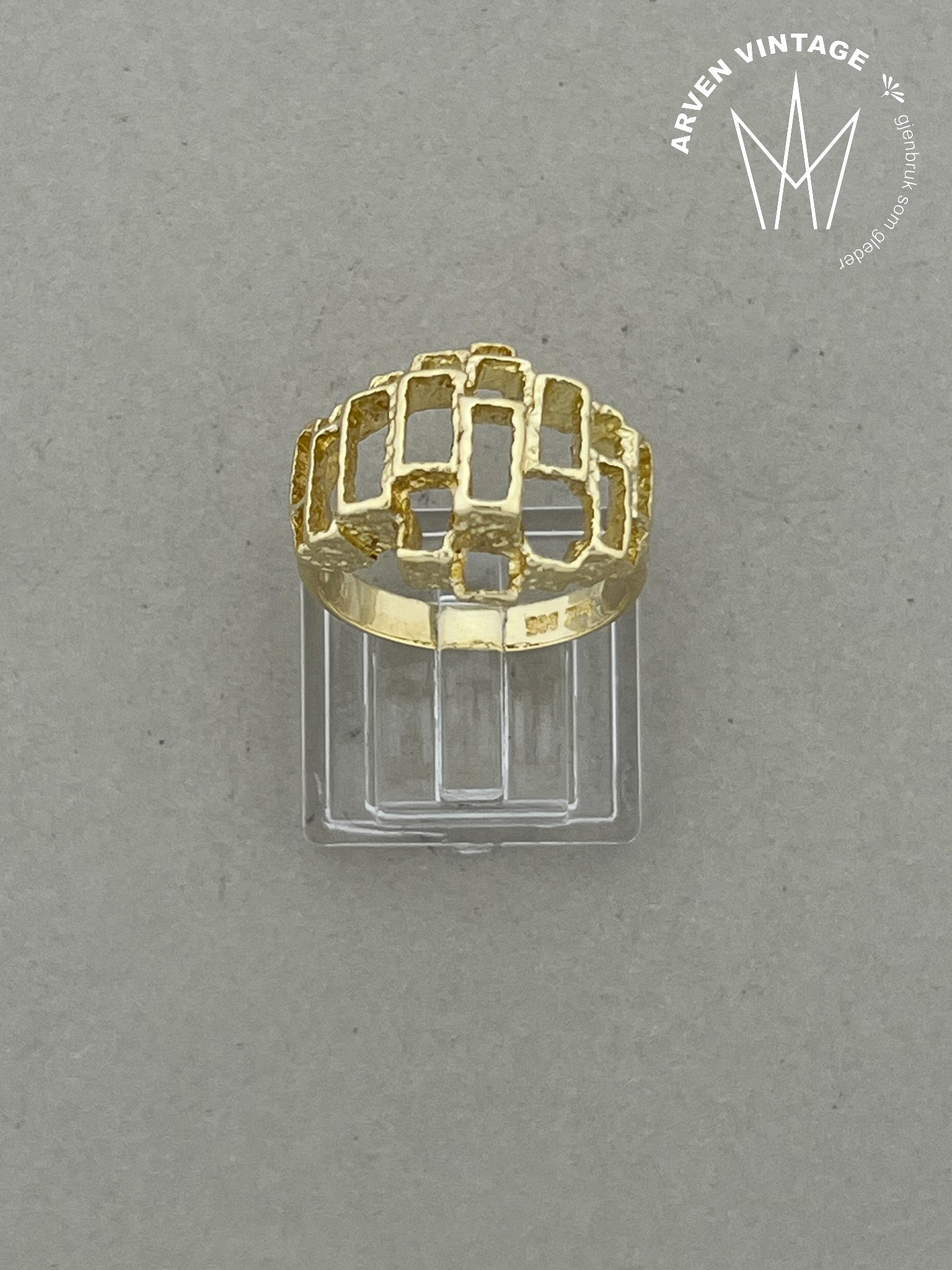 Vintage ring gult gull str 57