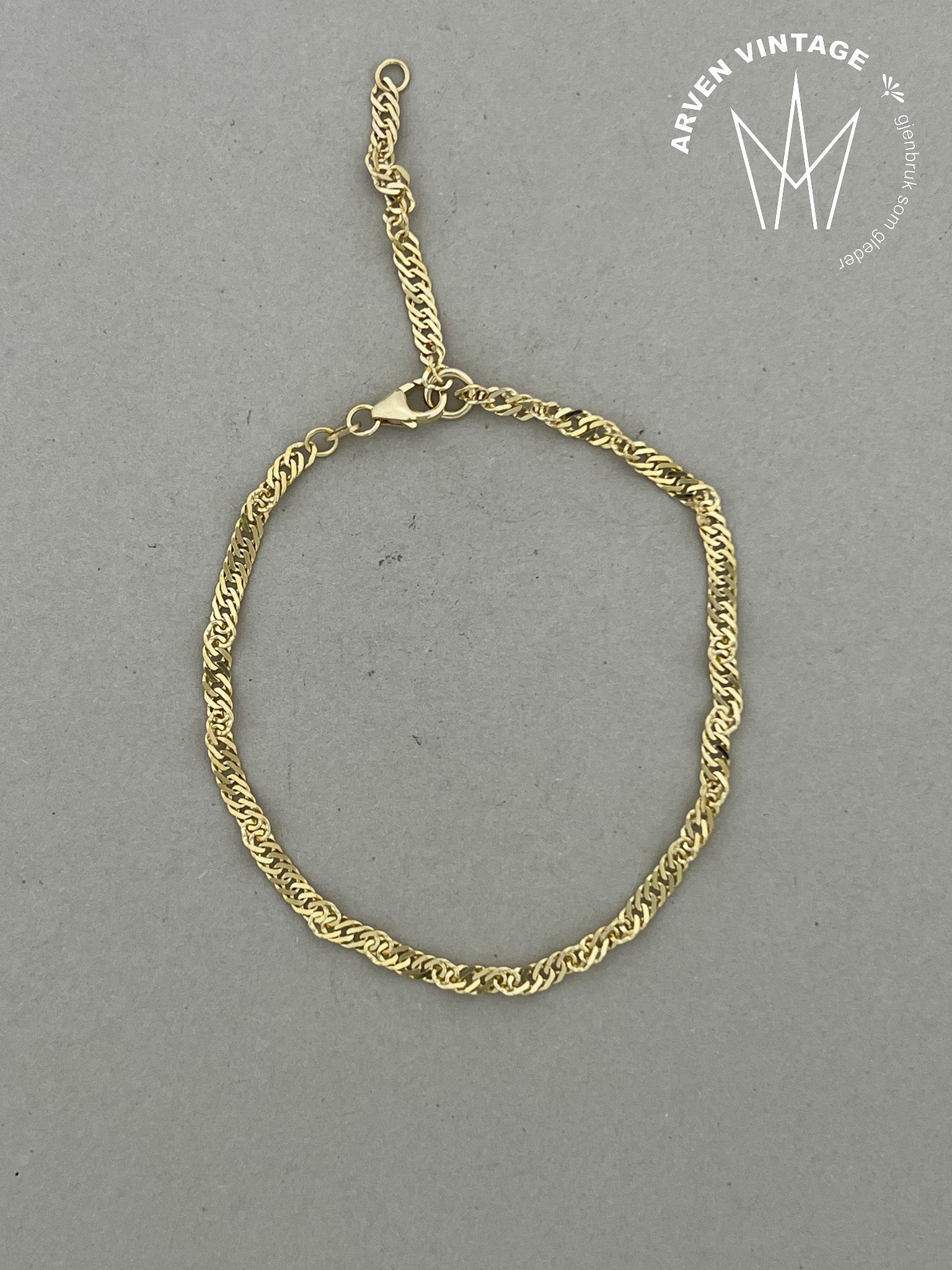 Vintage gull armbånd 19cm