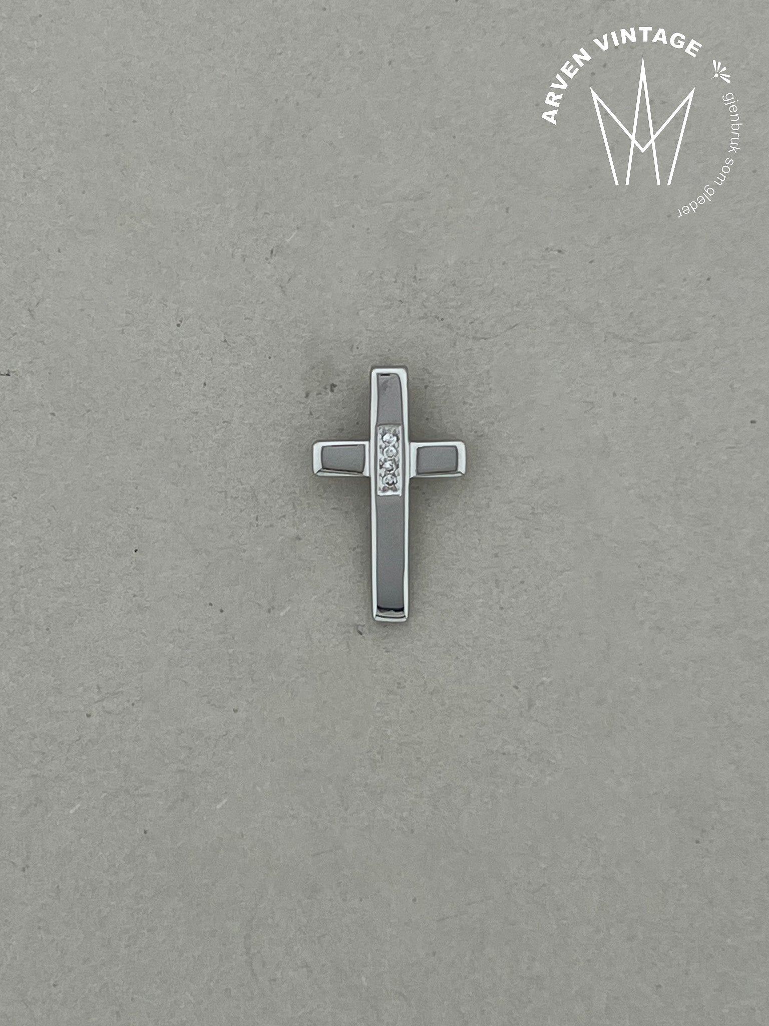 Vintage diamantanheng hvitt gull