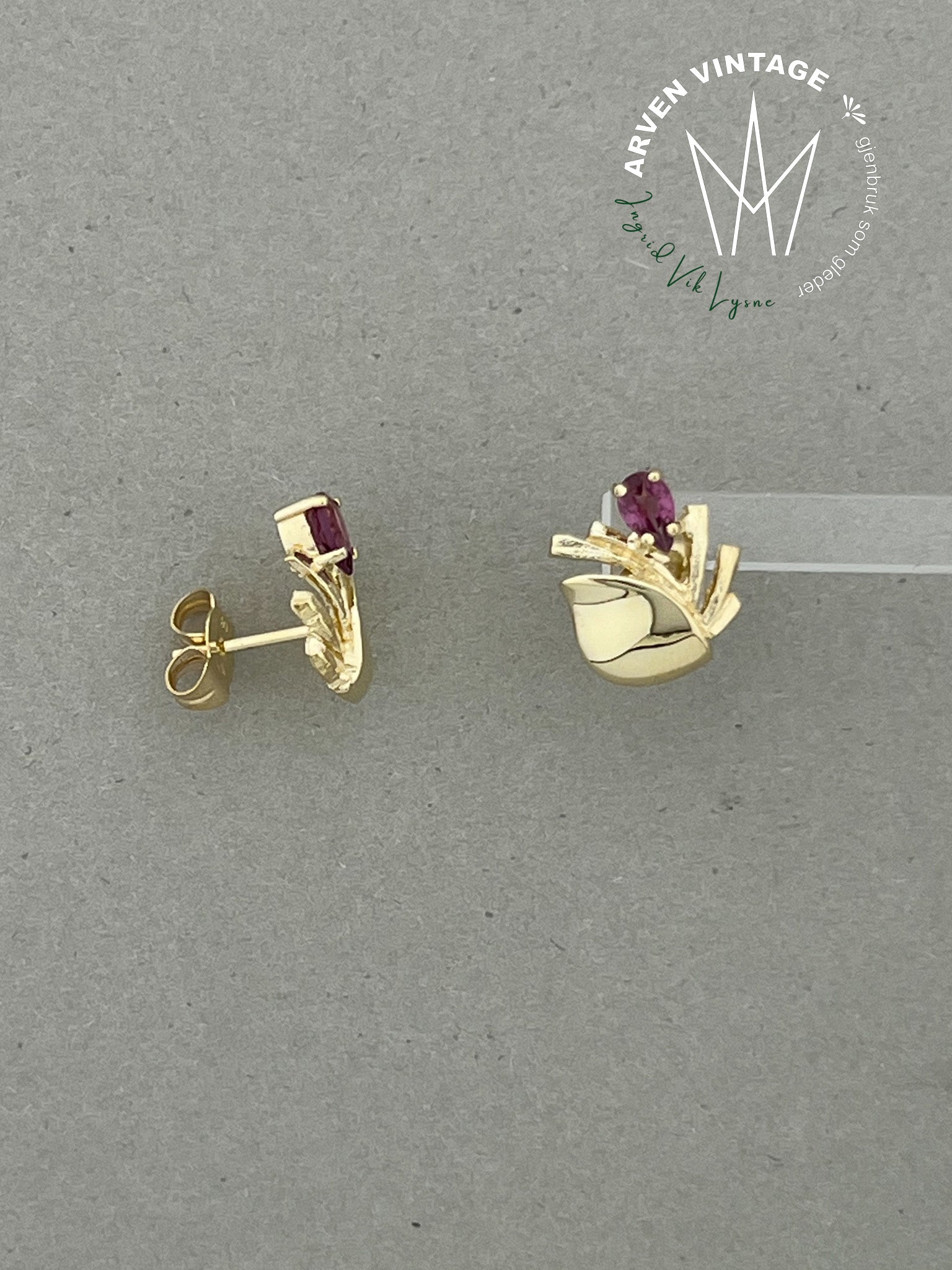 Vintage ørepynt gult gull