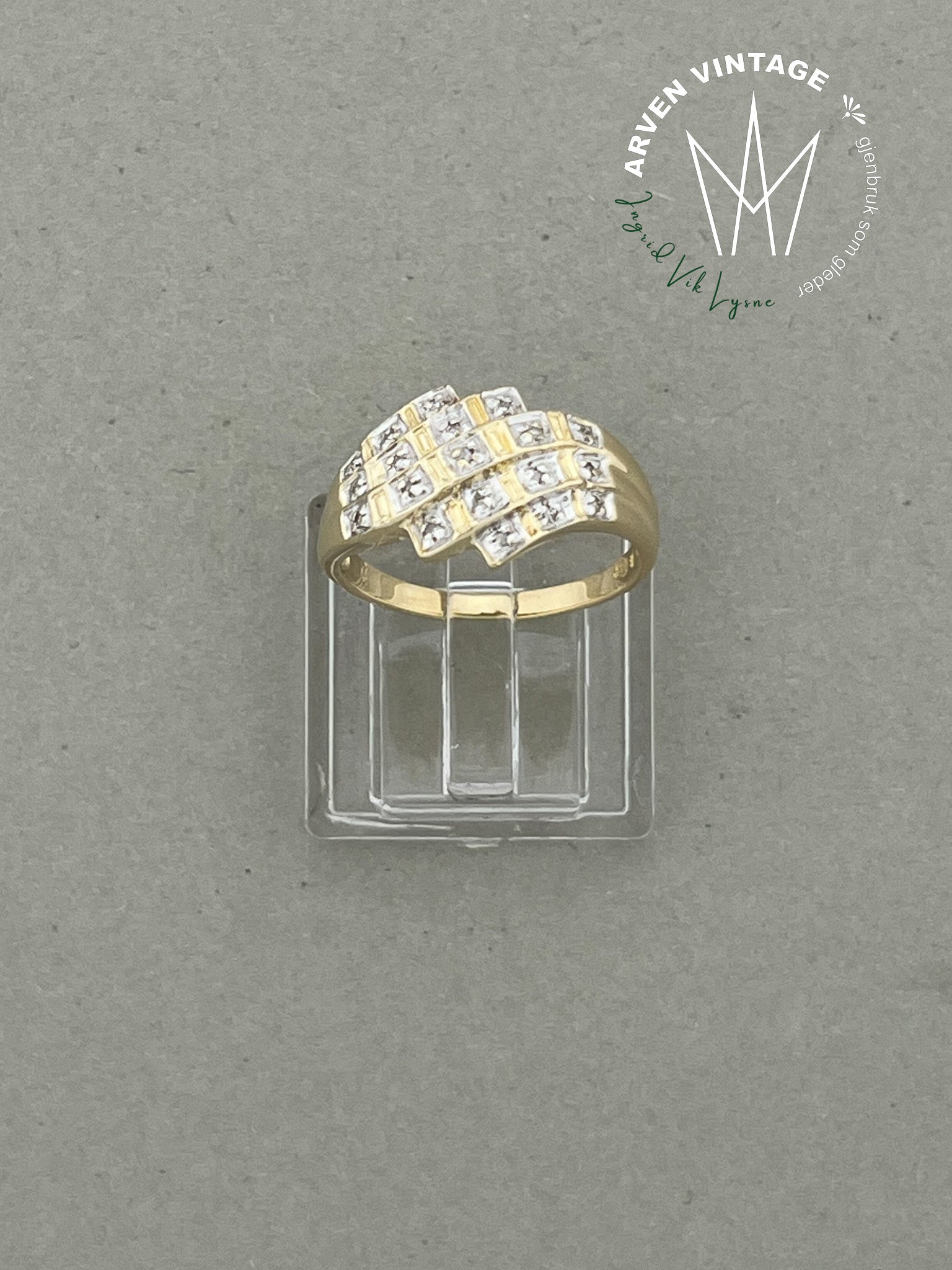 Vintage diamantring gult gull