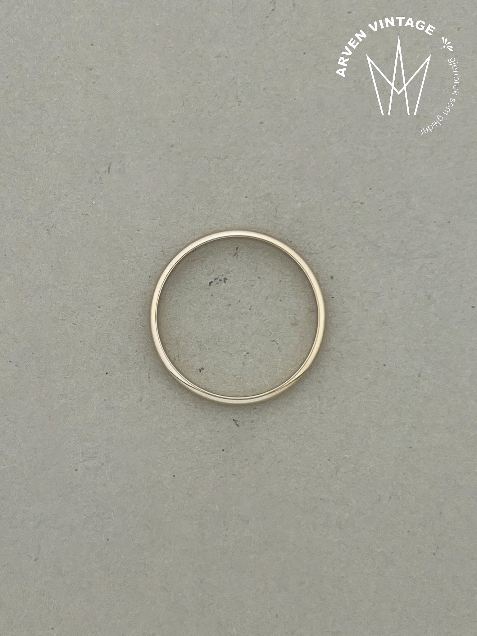 Vintage glatt ring gult gull str 65