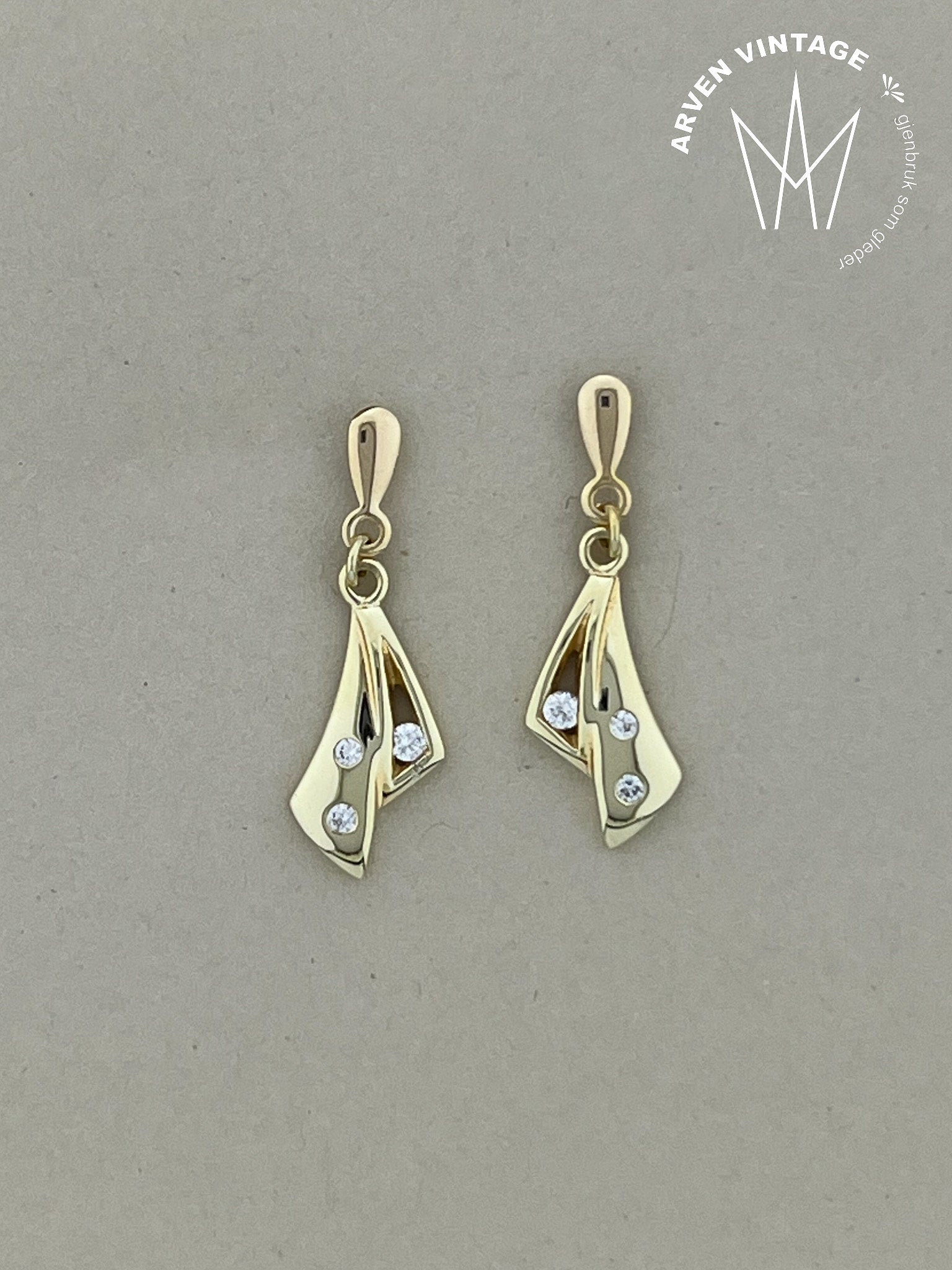 Vintage ørepynt gult gull