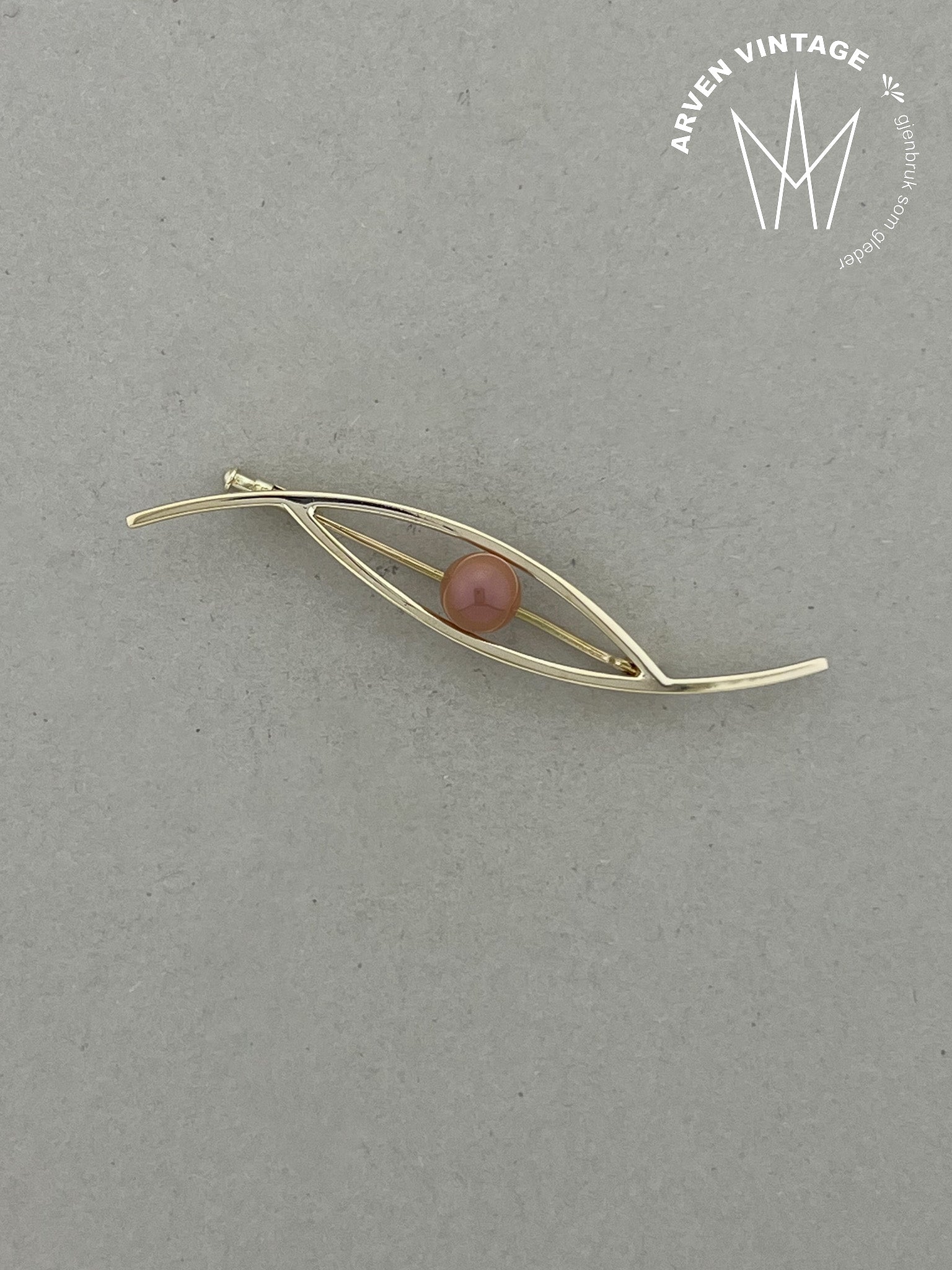 Vintage brosje gult gull