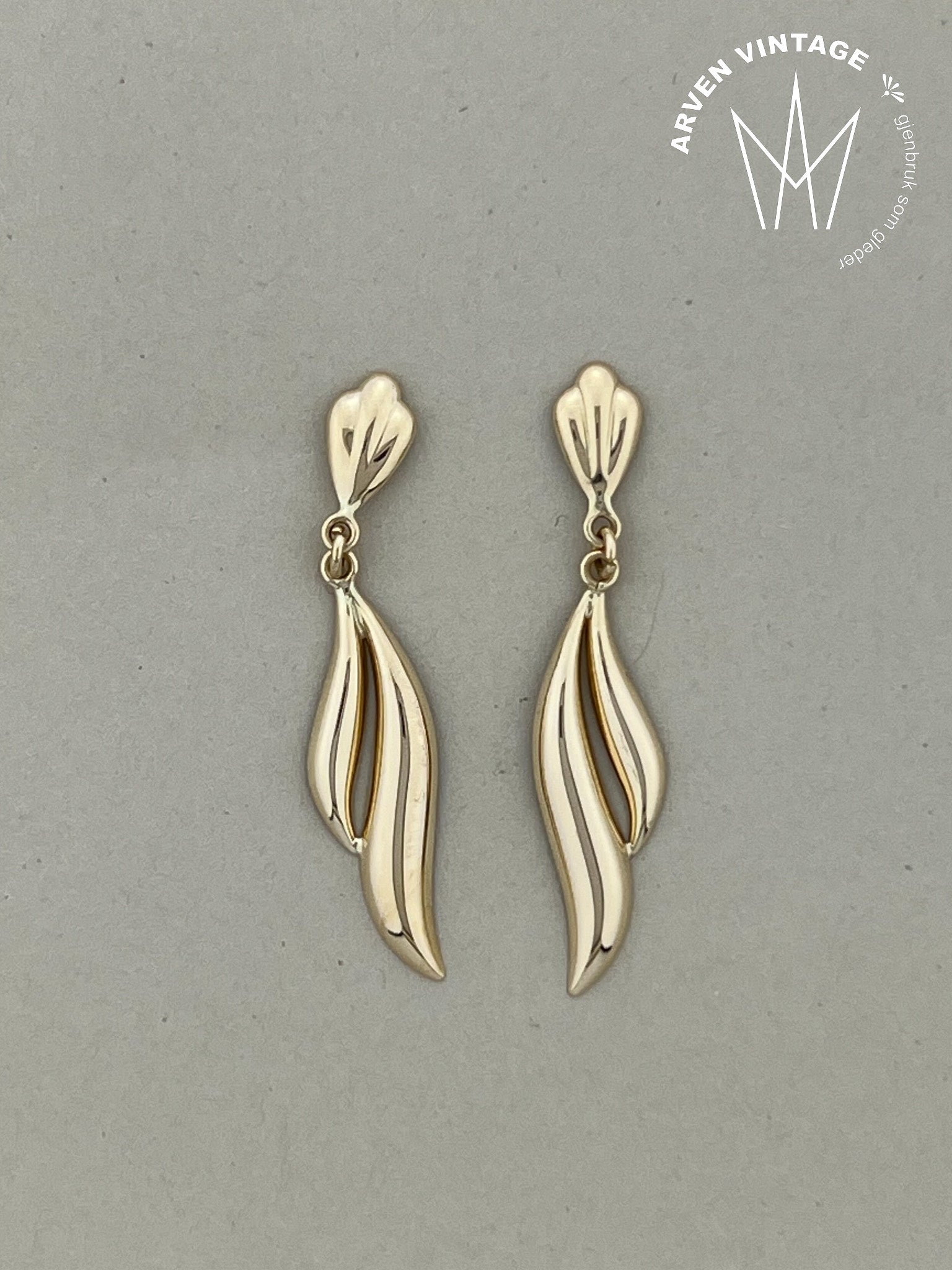 Vintage ørepynt gult gull