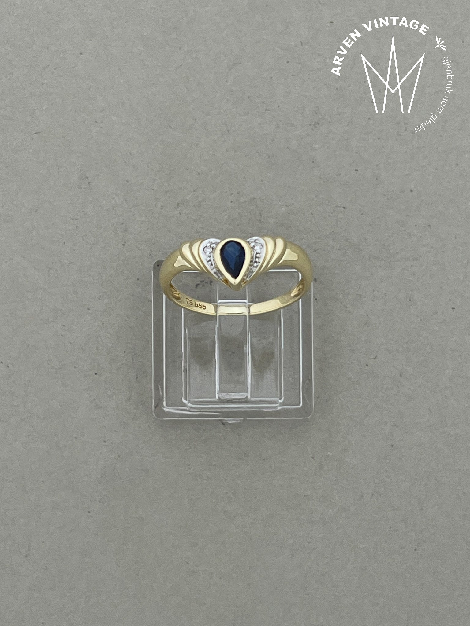 Vintage ring gult gull str 54