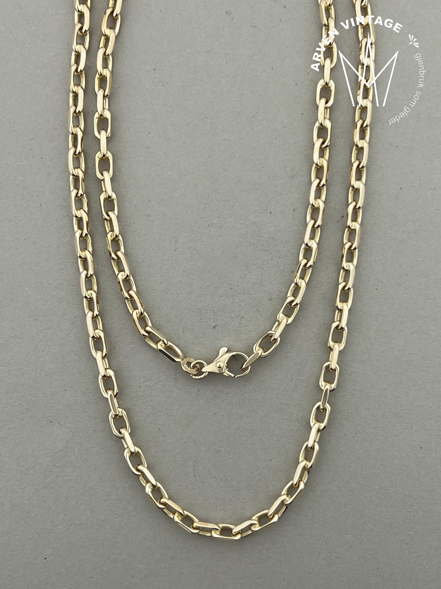 Vintage halskjede gult gull 50 cm