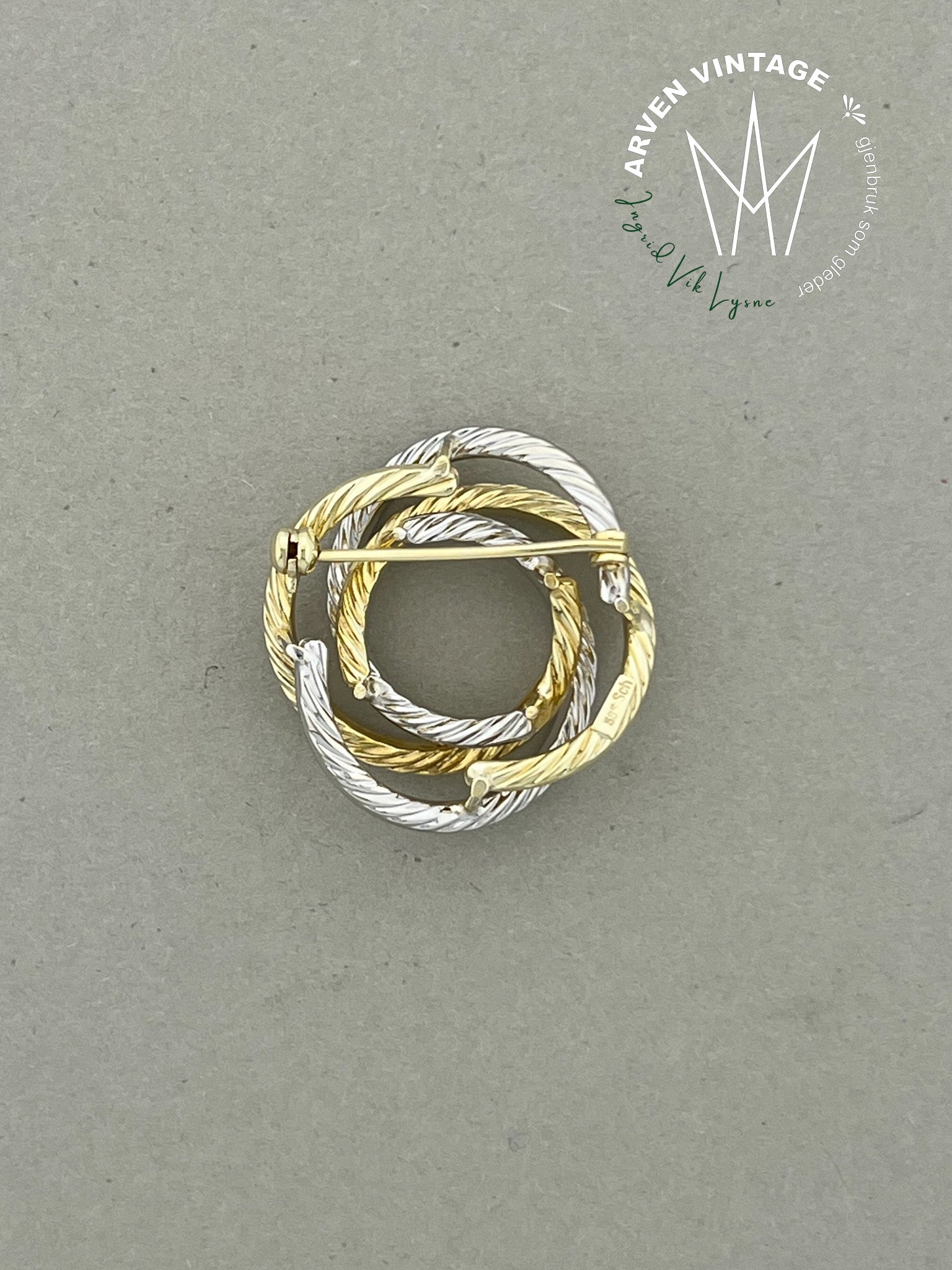 Vintage brosje gult gull