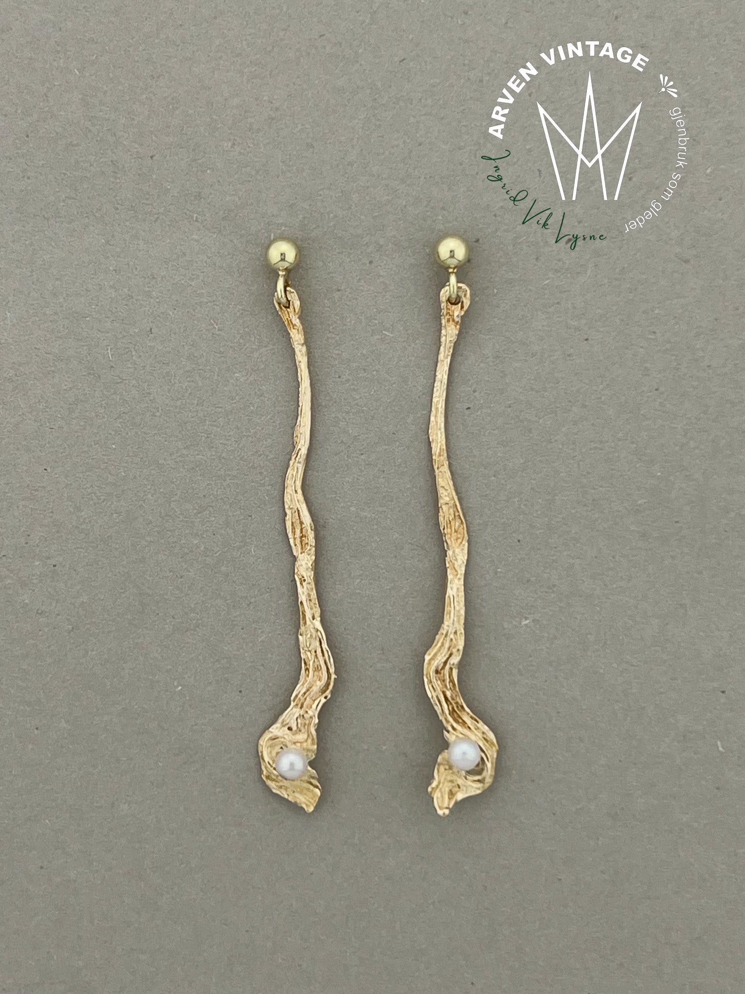 Vintage ørepynt gult gull