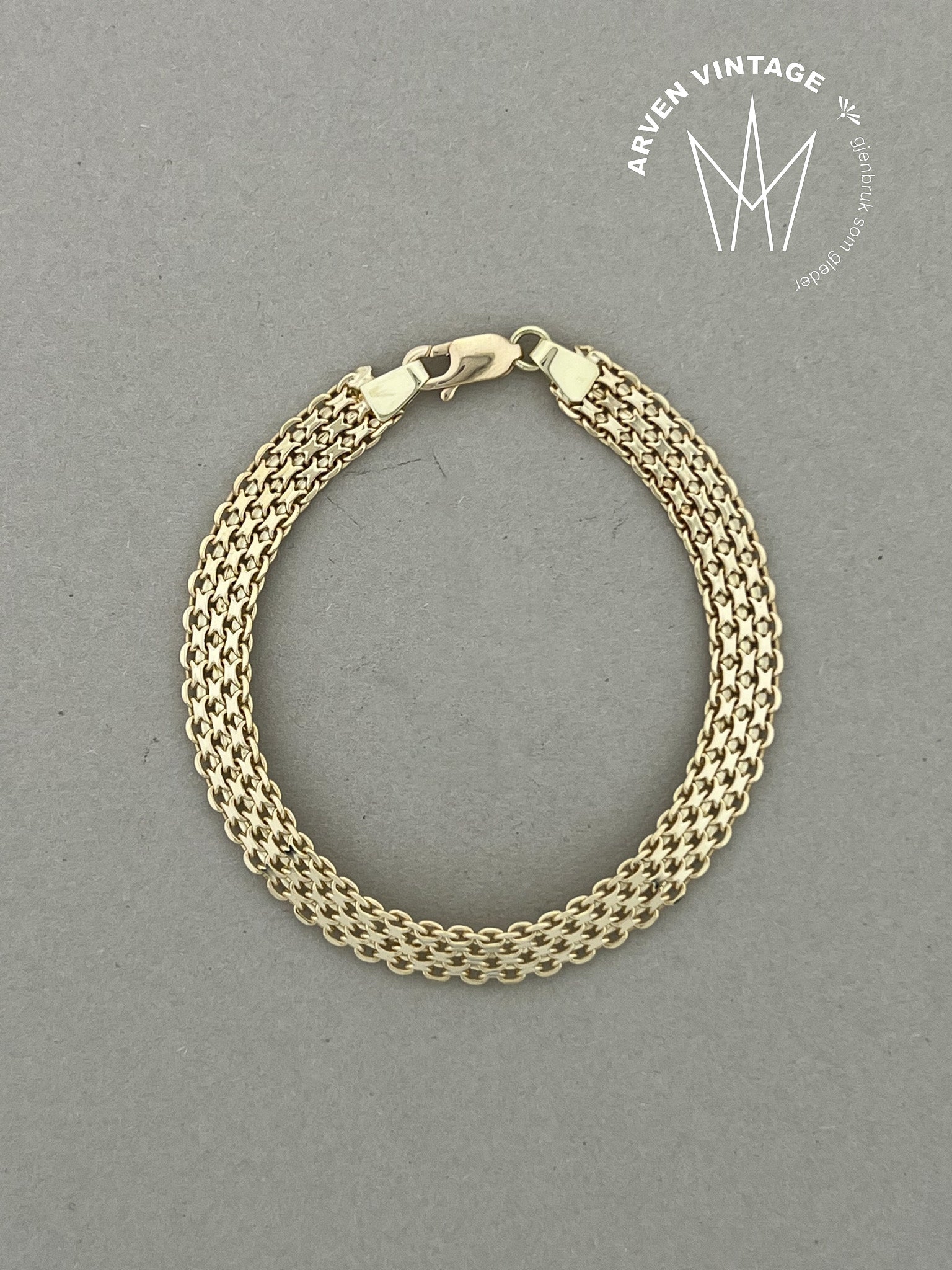 Vintage gull armbånd 18cm