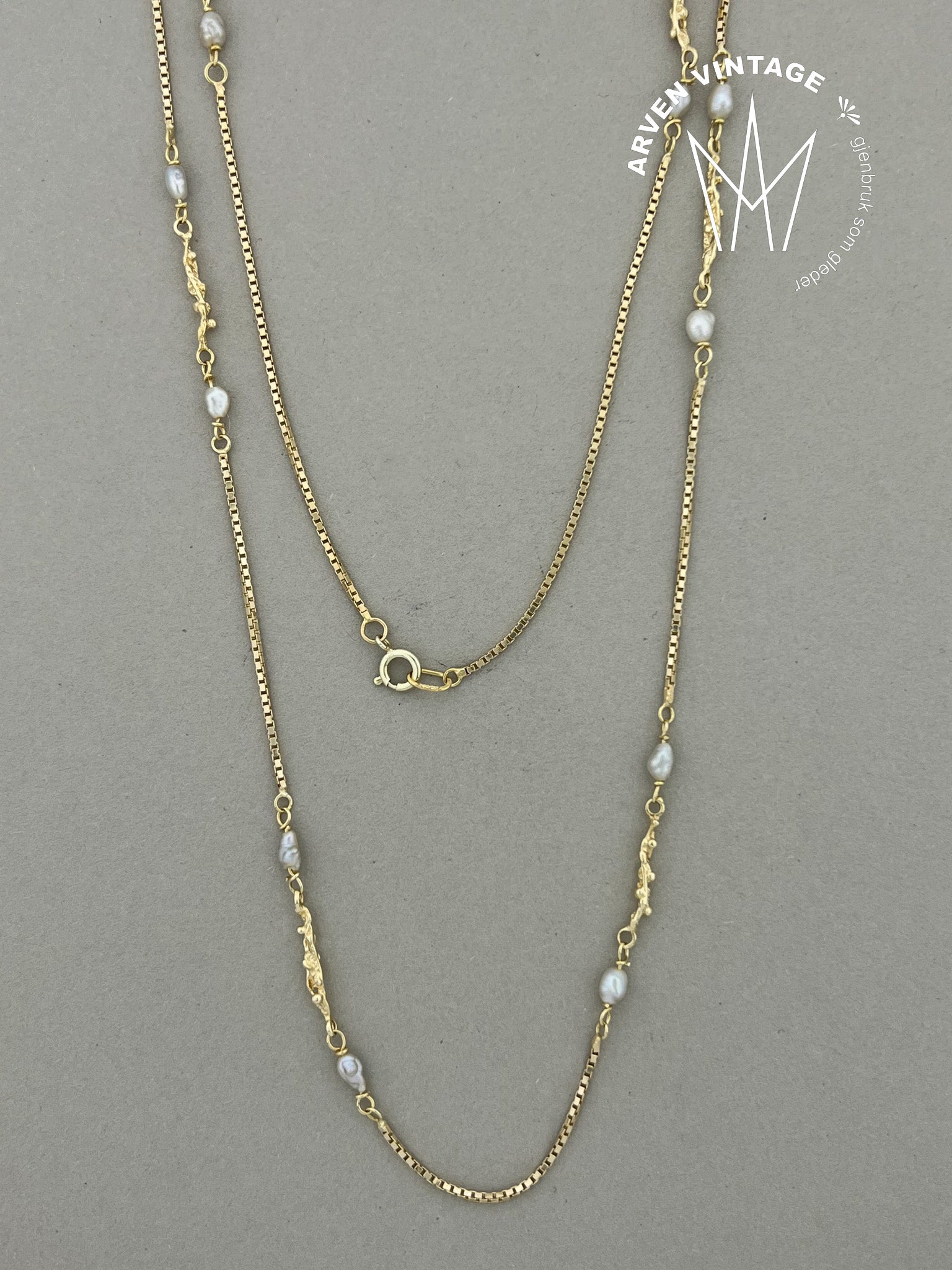 Vintage halskjede gult gull 67 cm