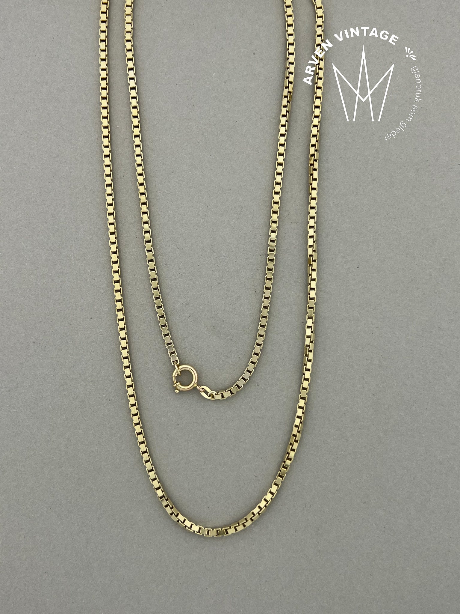 Vintage halskjede gult gull 80 cm