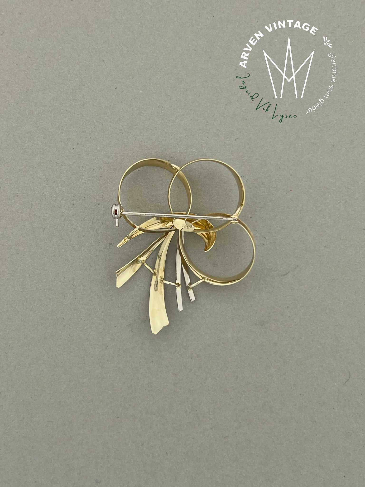 Vintage brosje gult gull