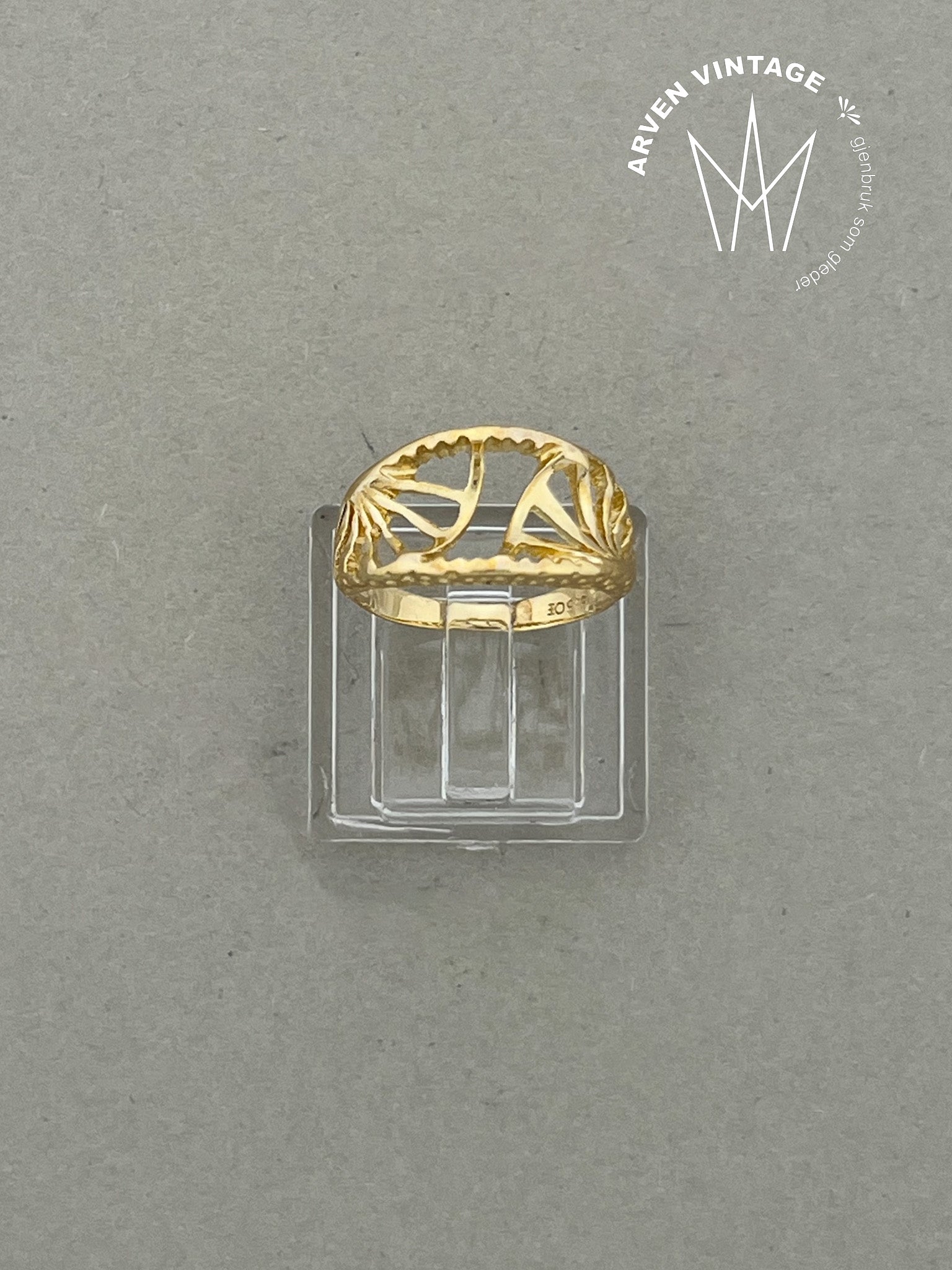 Vintage ring gult gull str 47