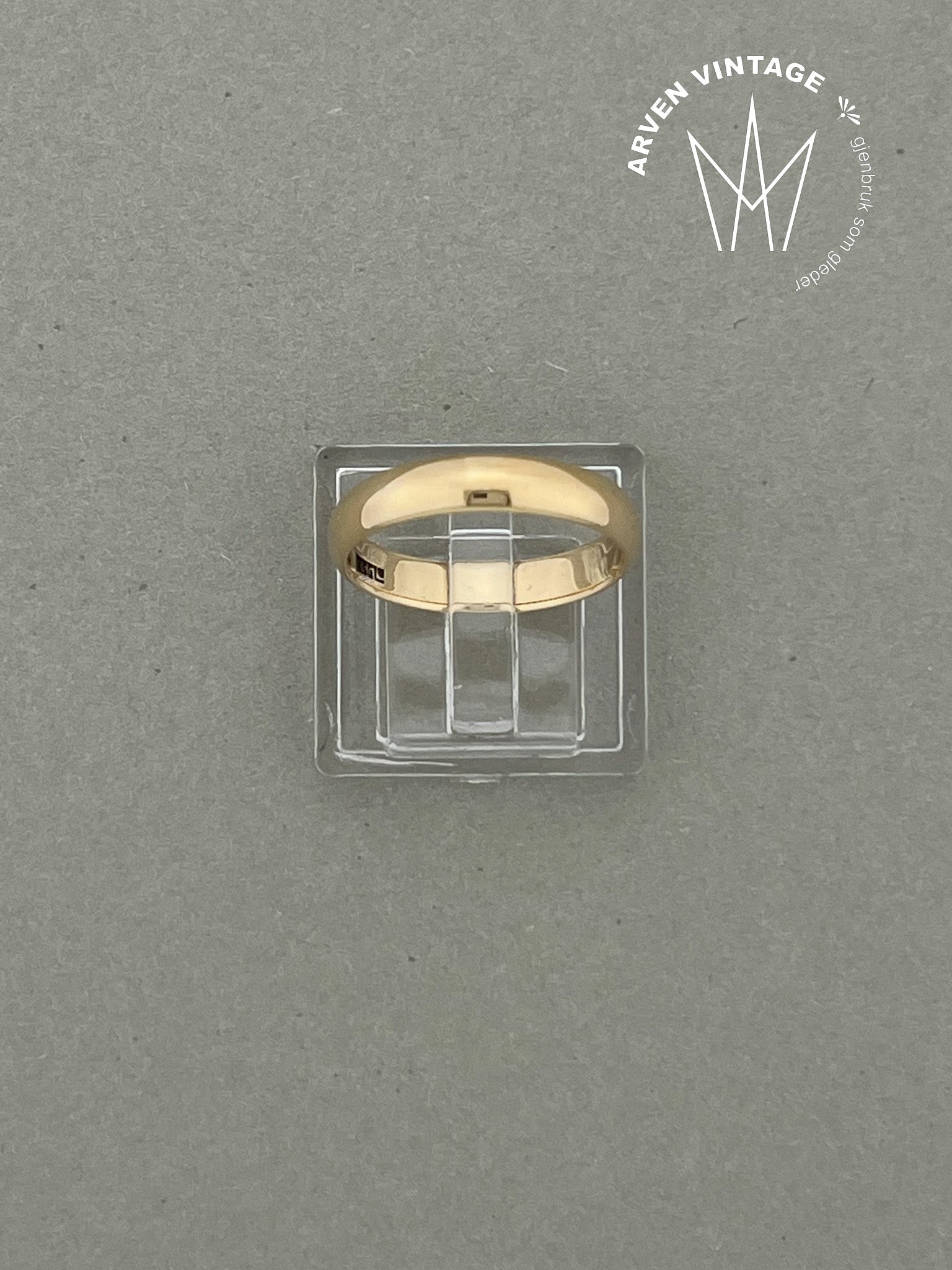 Vintage glatt ring gult gull 52
