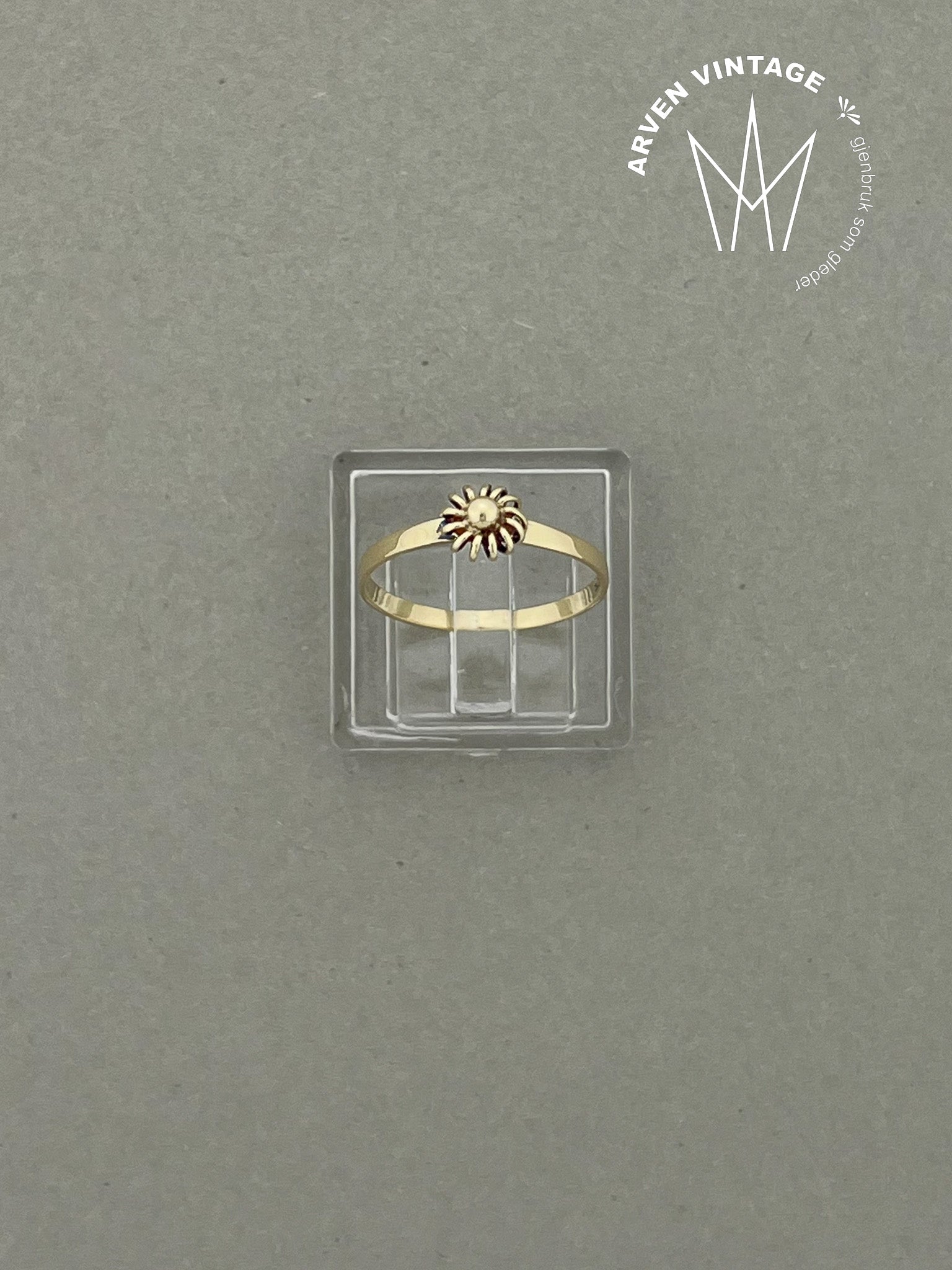 Vintage glatt ring gult gull 49