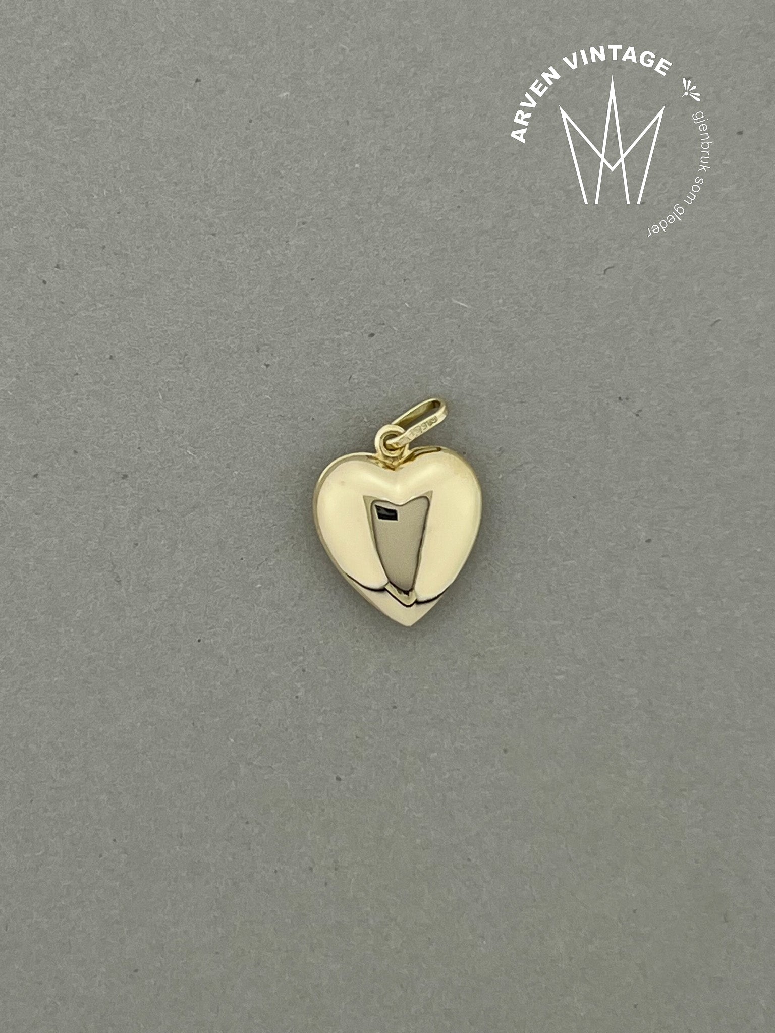 Vintage hjerteanheng gult gull