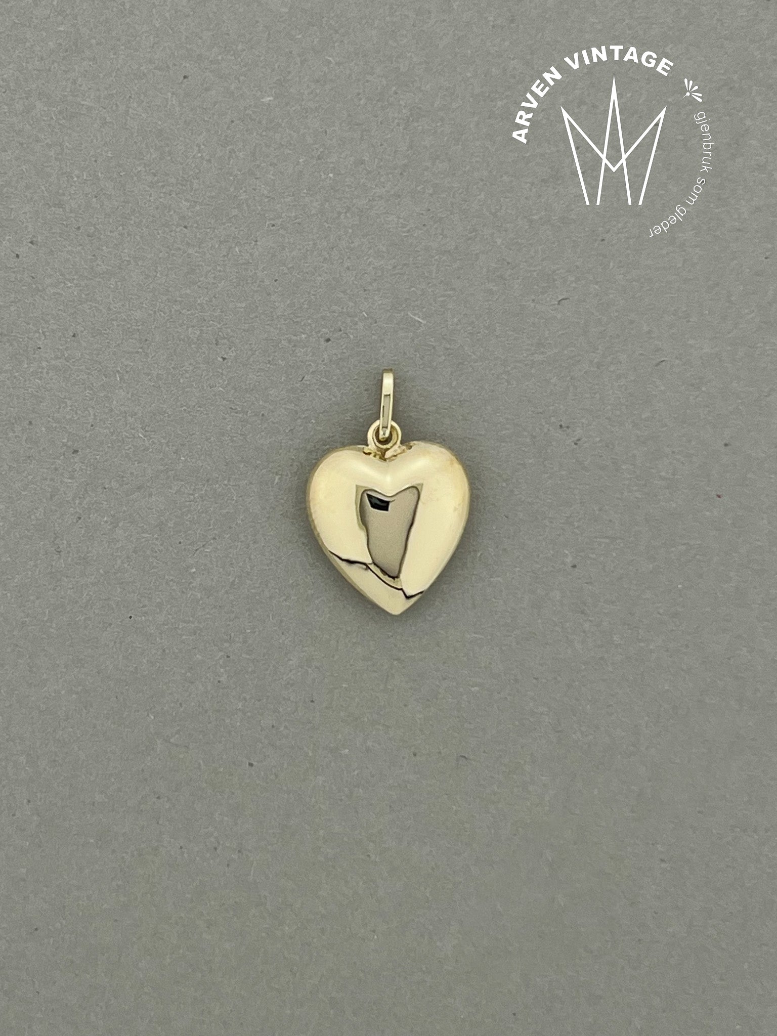 Vintage hjerteanheng gult gull