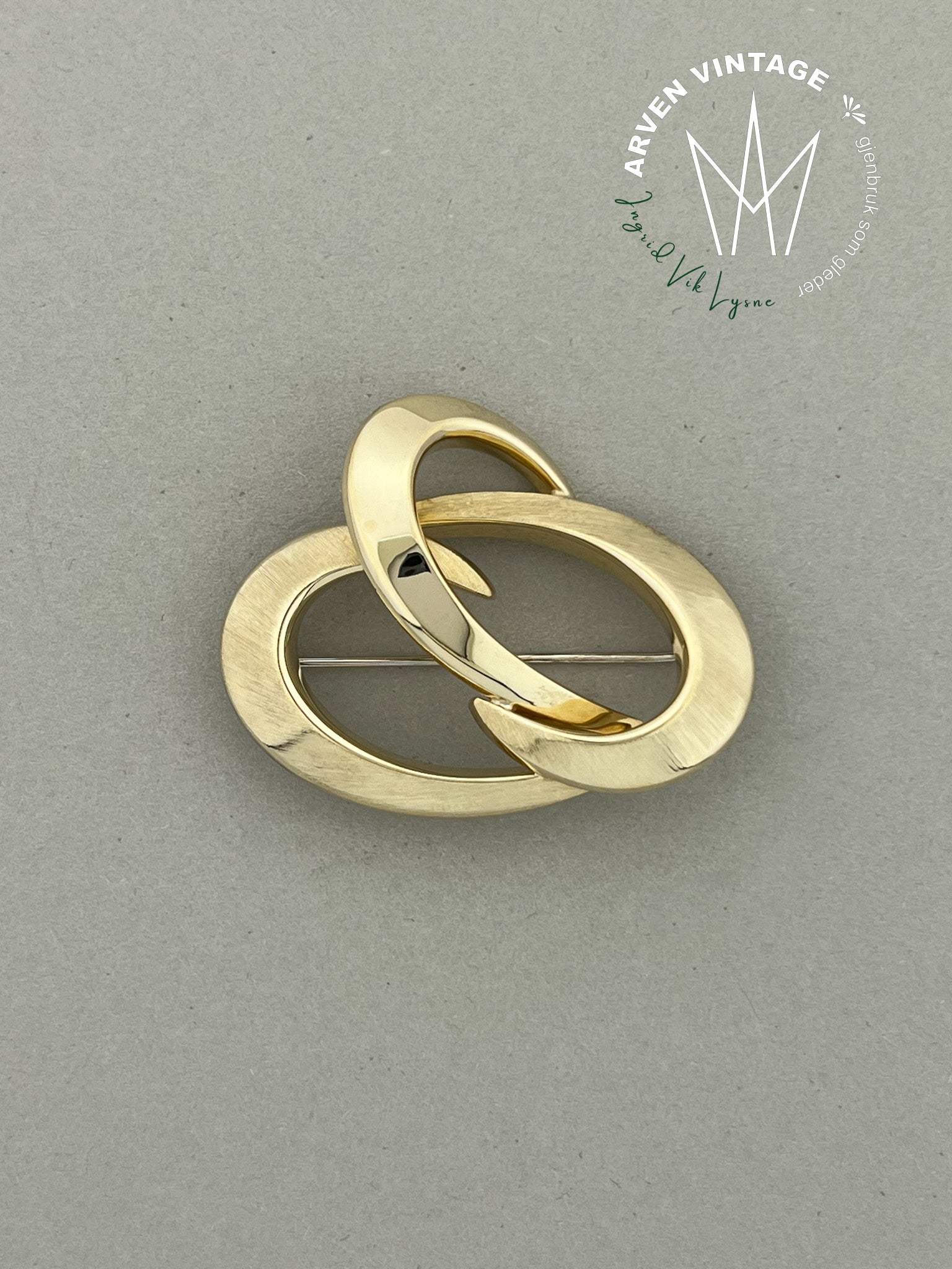 Vintage brosje gult gull