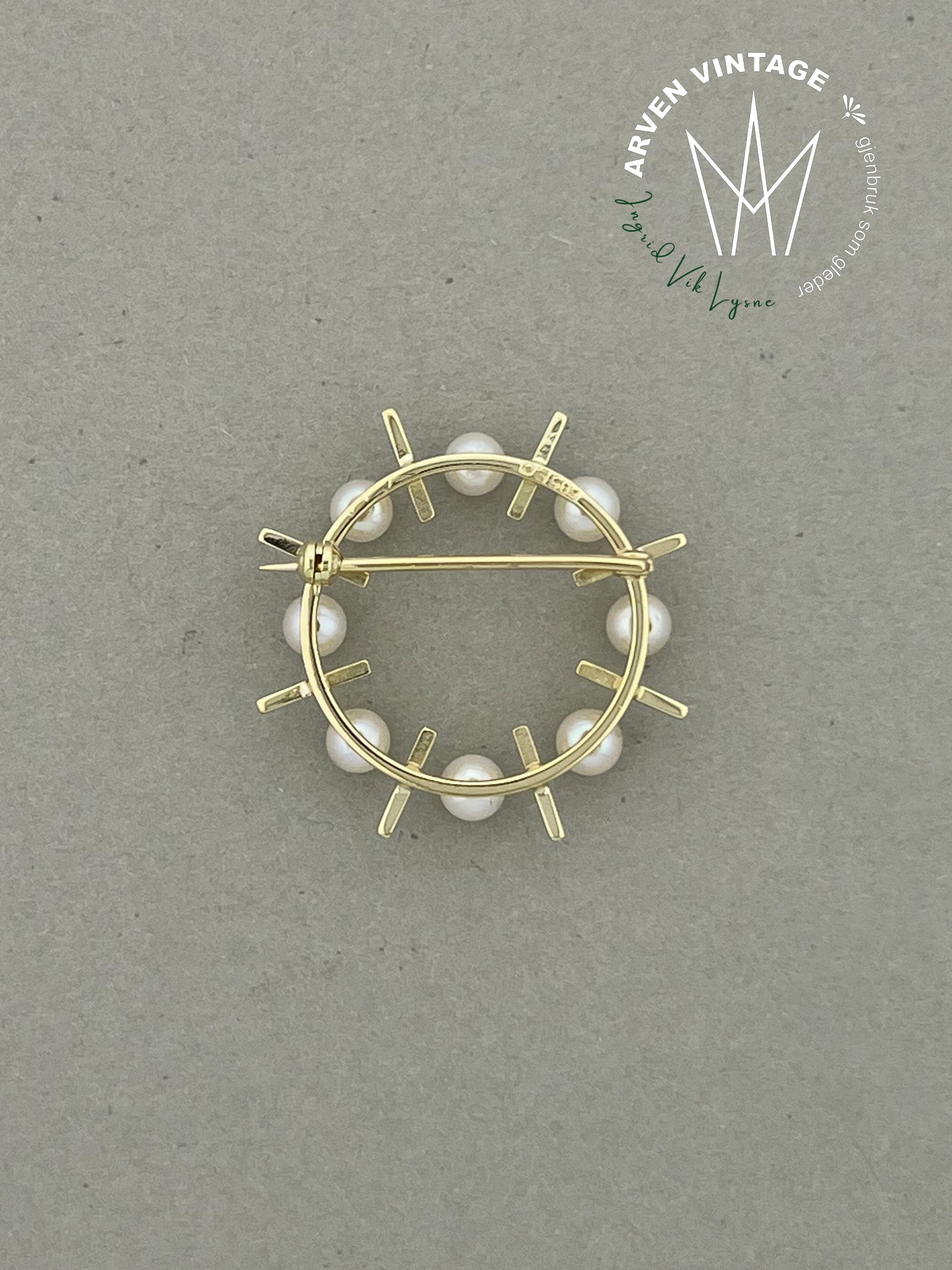 Vintage brosje gult gull