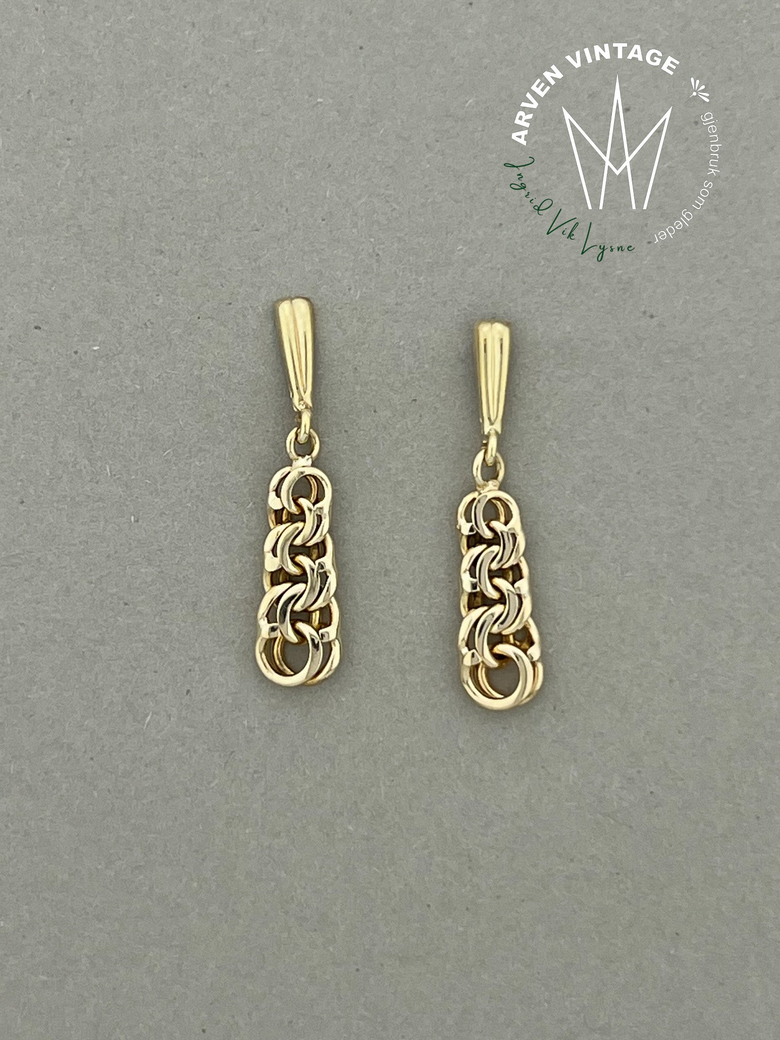 Vintage ørepynt gult gull