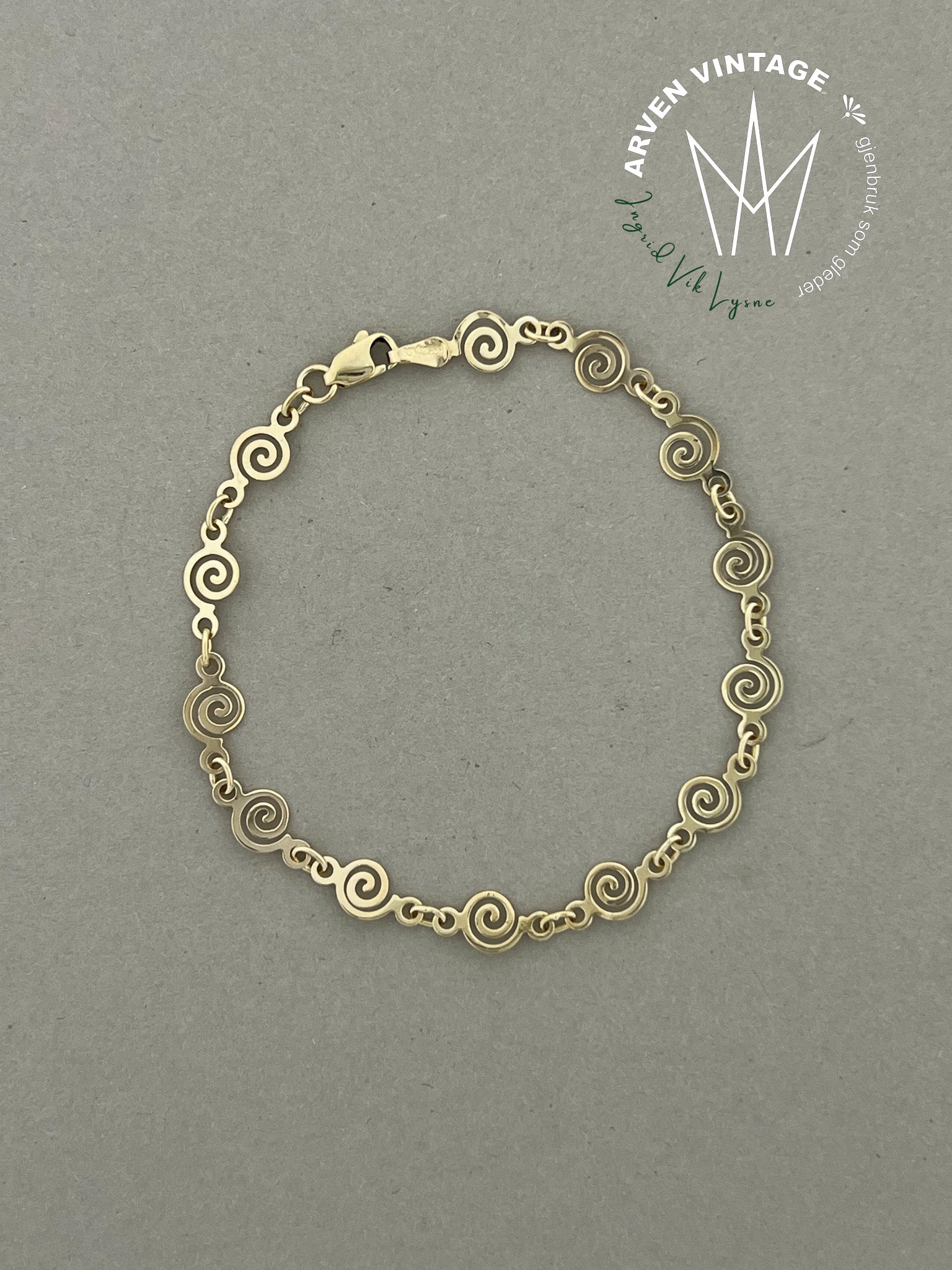 Vintage armbånd gult gull 19,5 cm