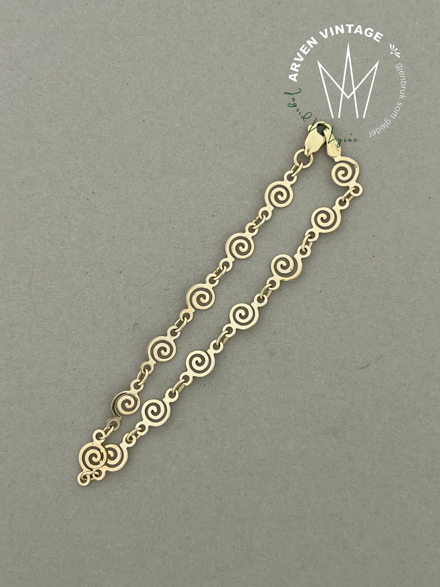 Vintage armbånd gult gull 19,5 cm