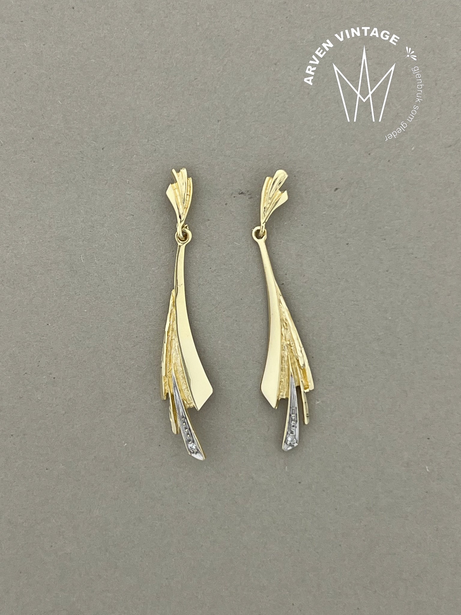 Vintage ørepynt gult gull