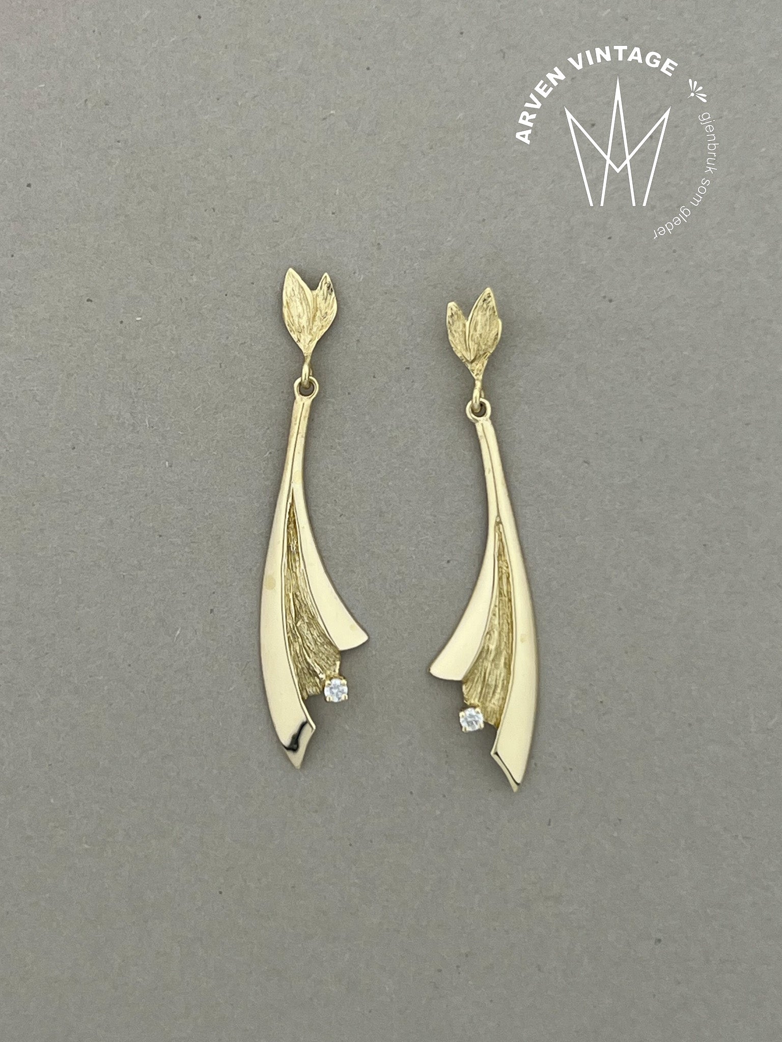 Vintage ørepynt gult gull