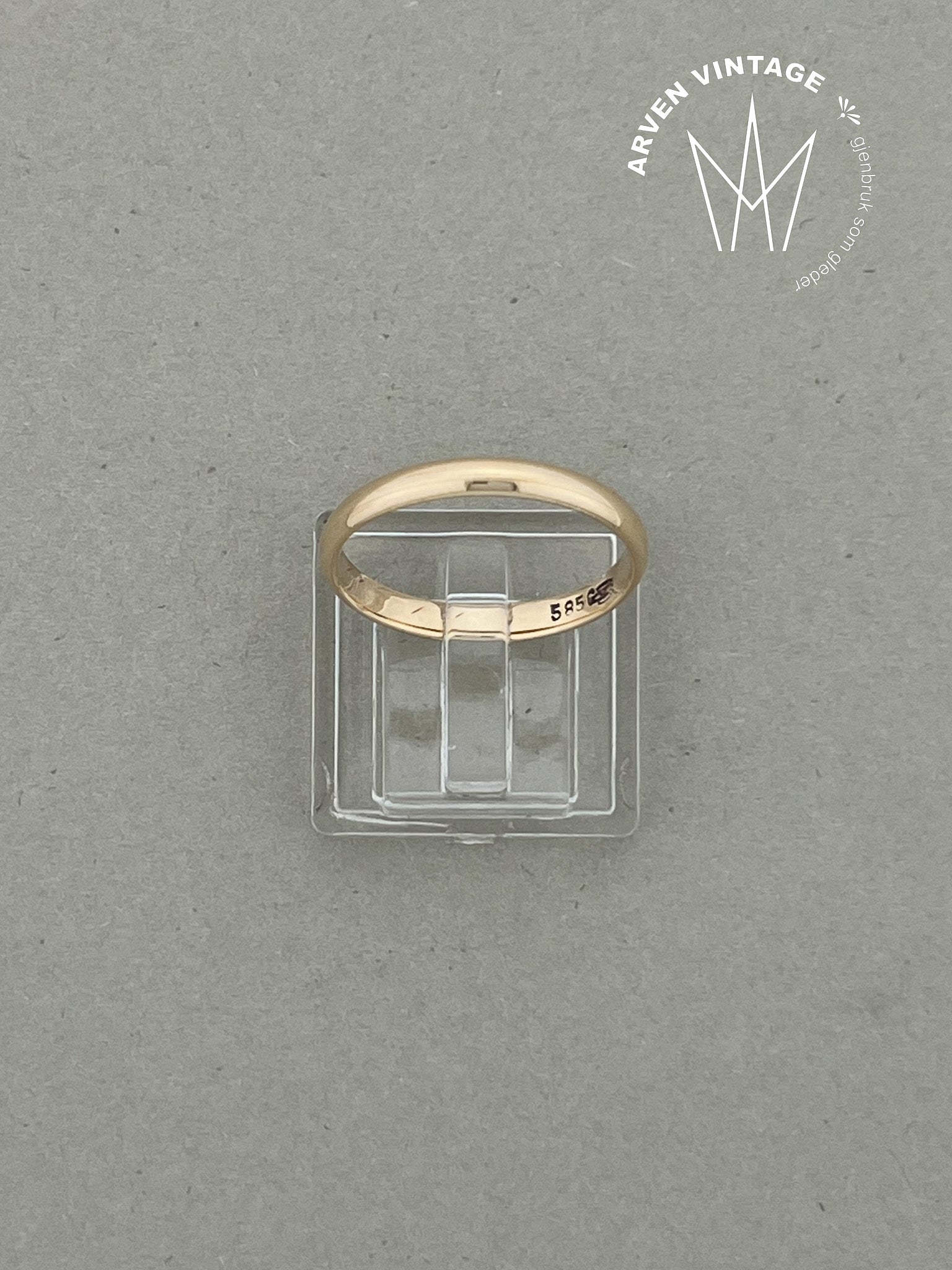 Vintage glatt ring gult gull 56