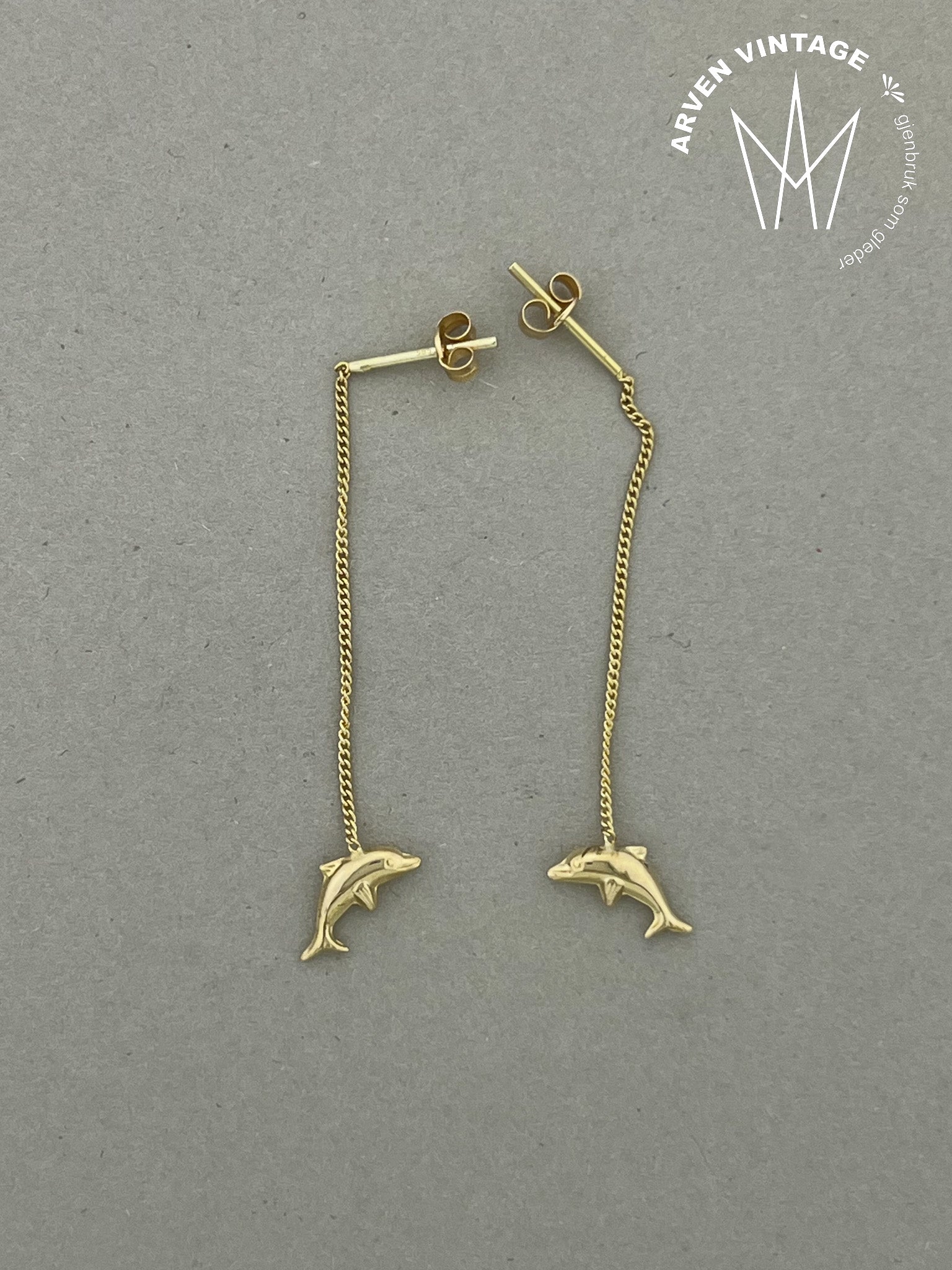 Vintage ørepynt gult gull