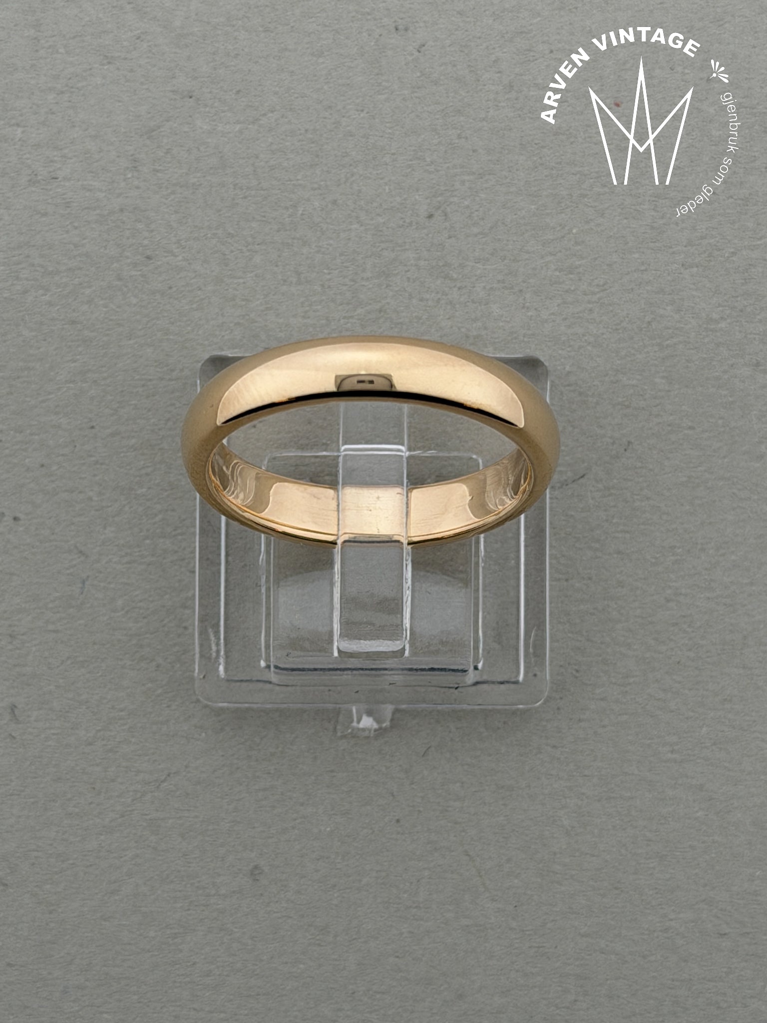 Vintage glatt ring gult gull str 56