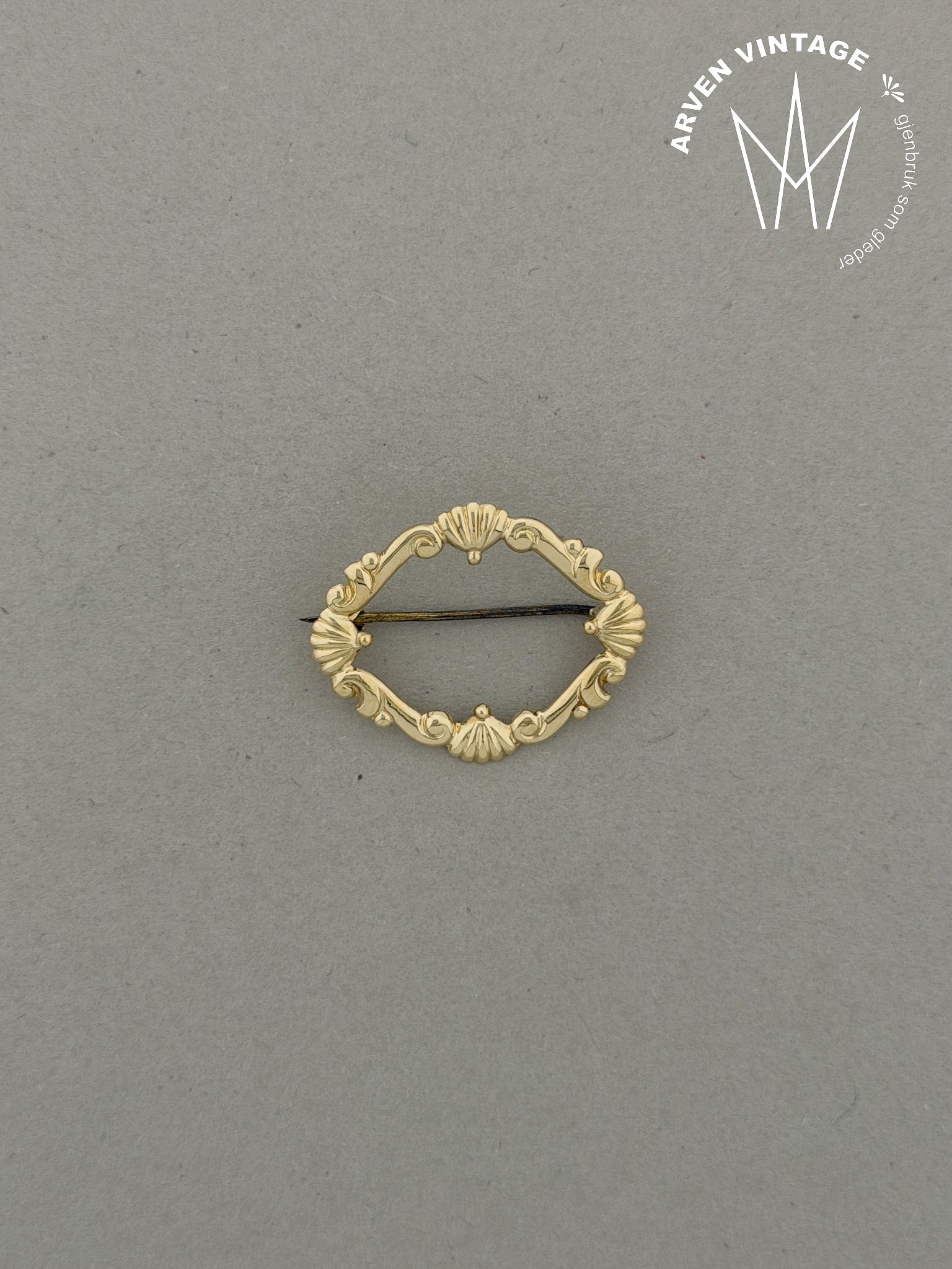 Vintage brosje gult gull