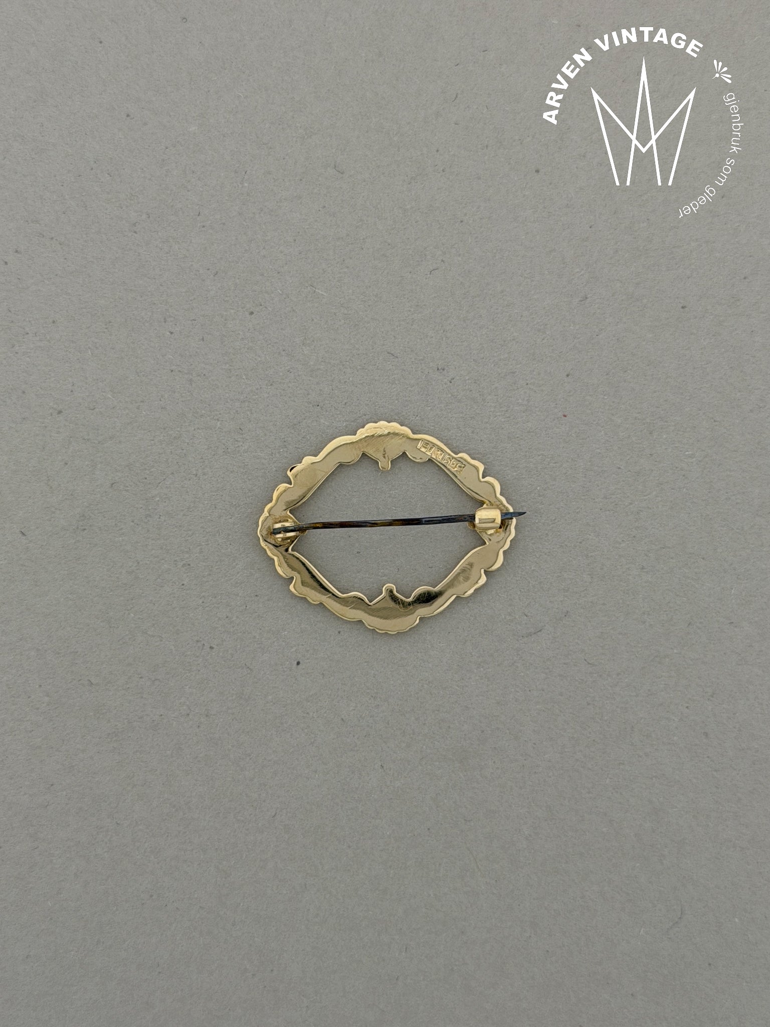 Vintage brosje gult gull