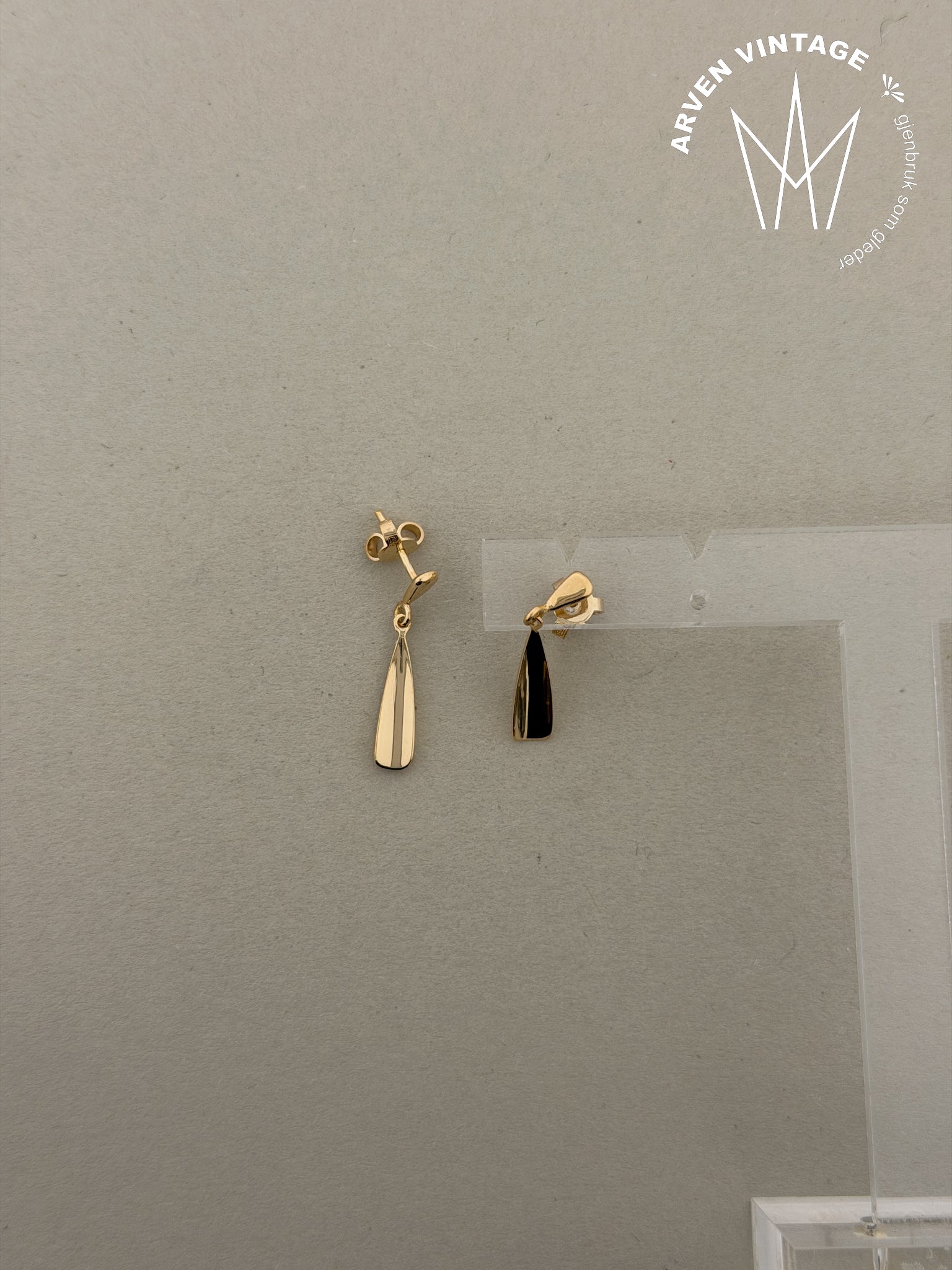 Vintage ørepynt gult gull