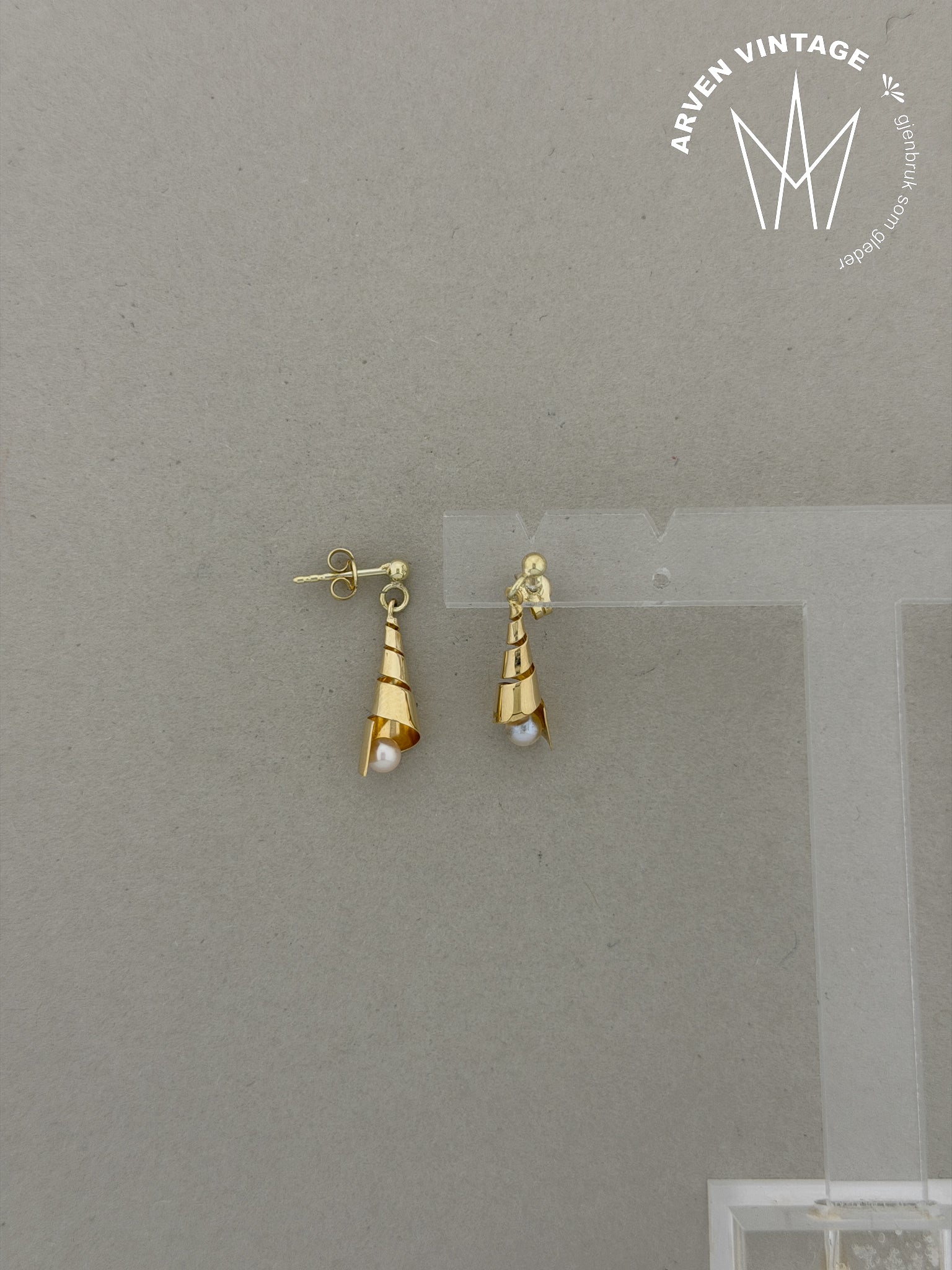 Vintage ørepynt gult gull