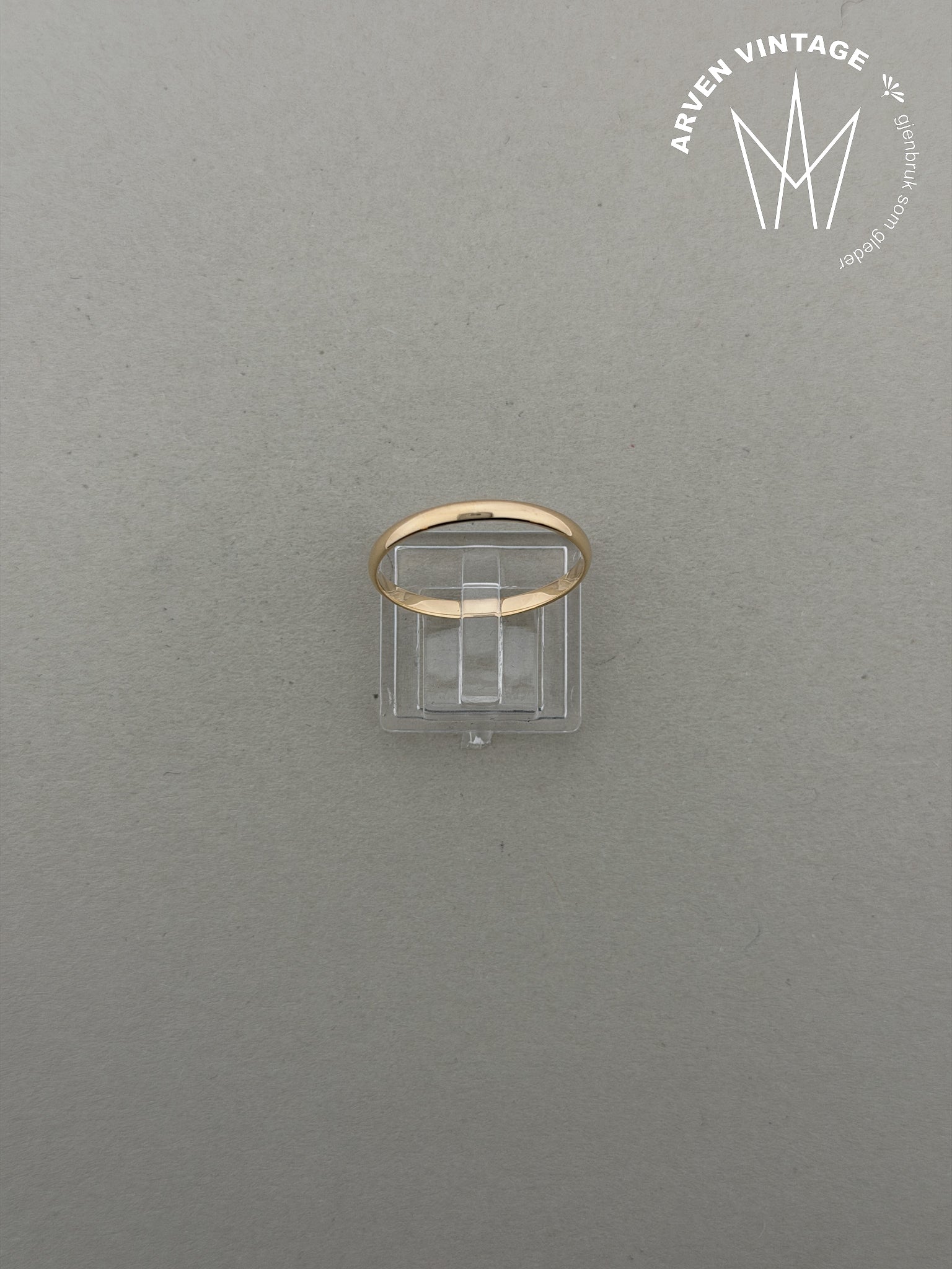 Vintage glatt ring gult gull str 64