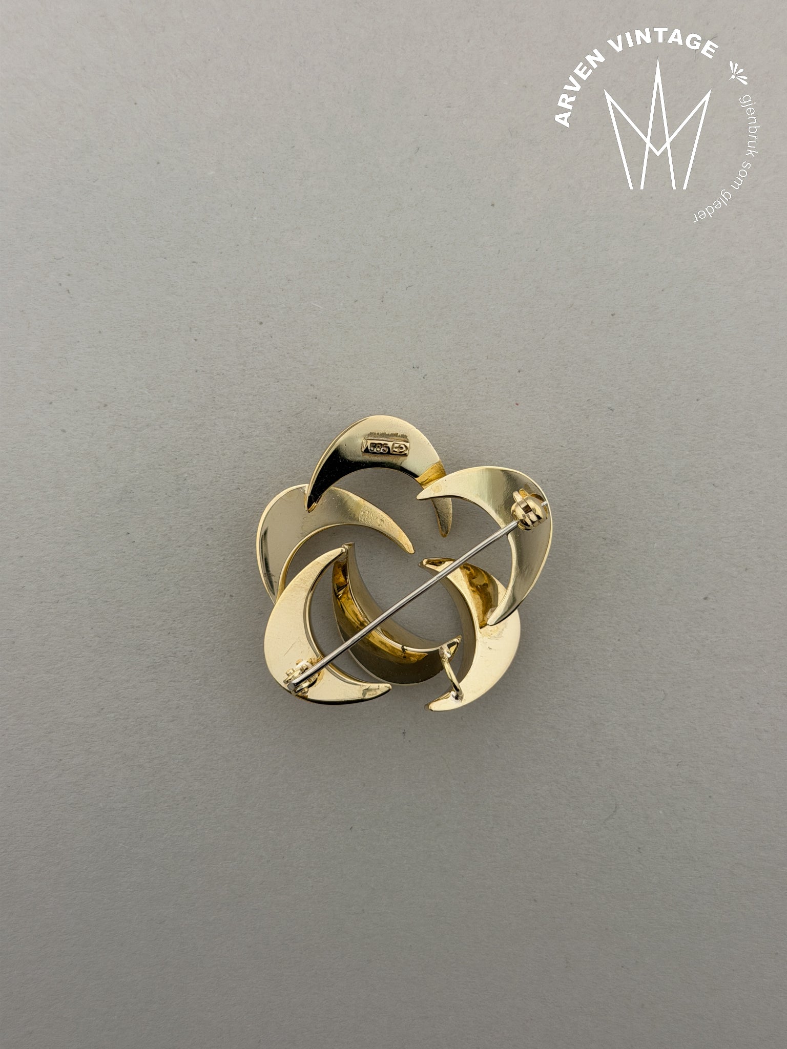 Vintage brosje gult gull