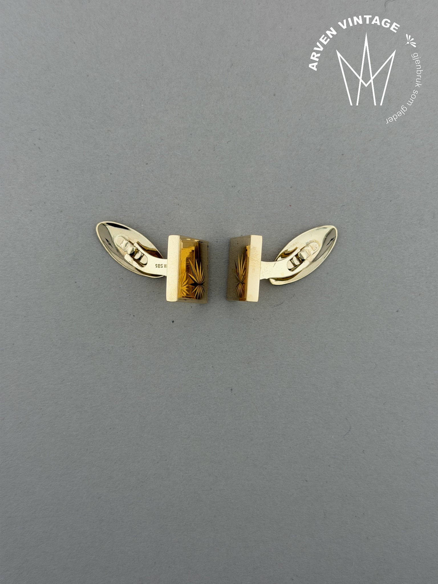 Vintage mansjettknapper gult gull