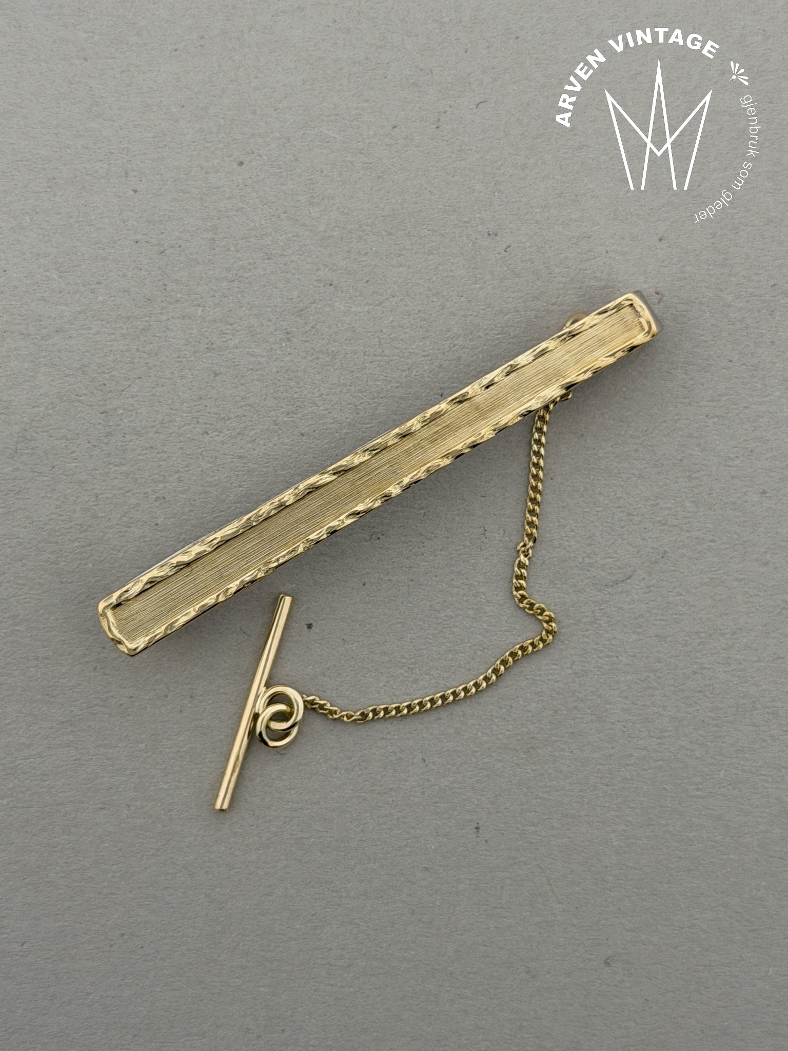 Vintage slipsnål gult gull