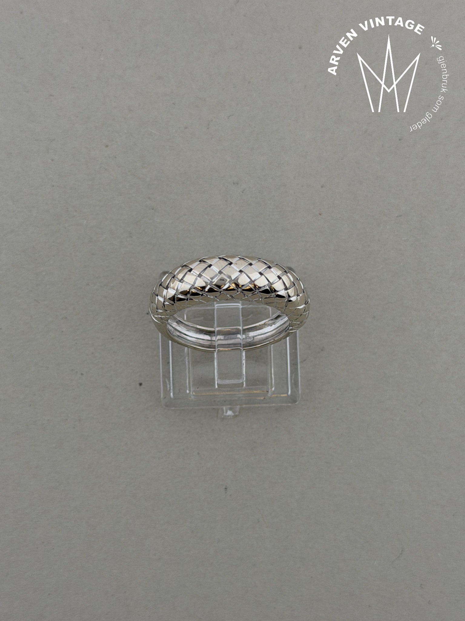 Vintage ring hvitt gull str 55