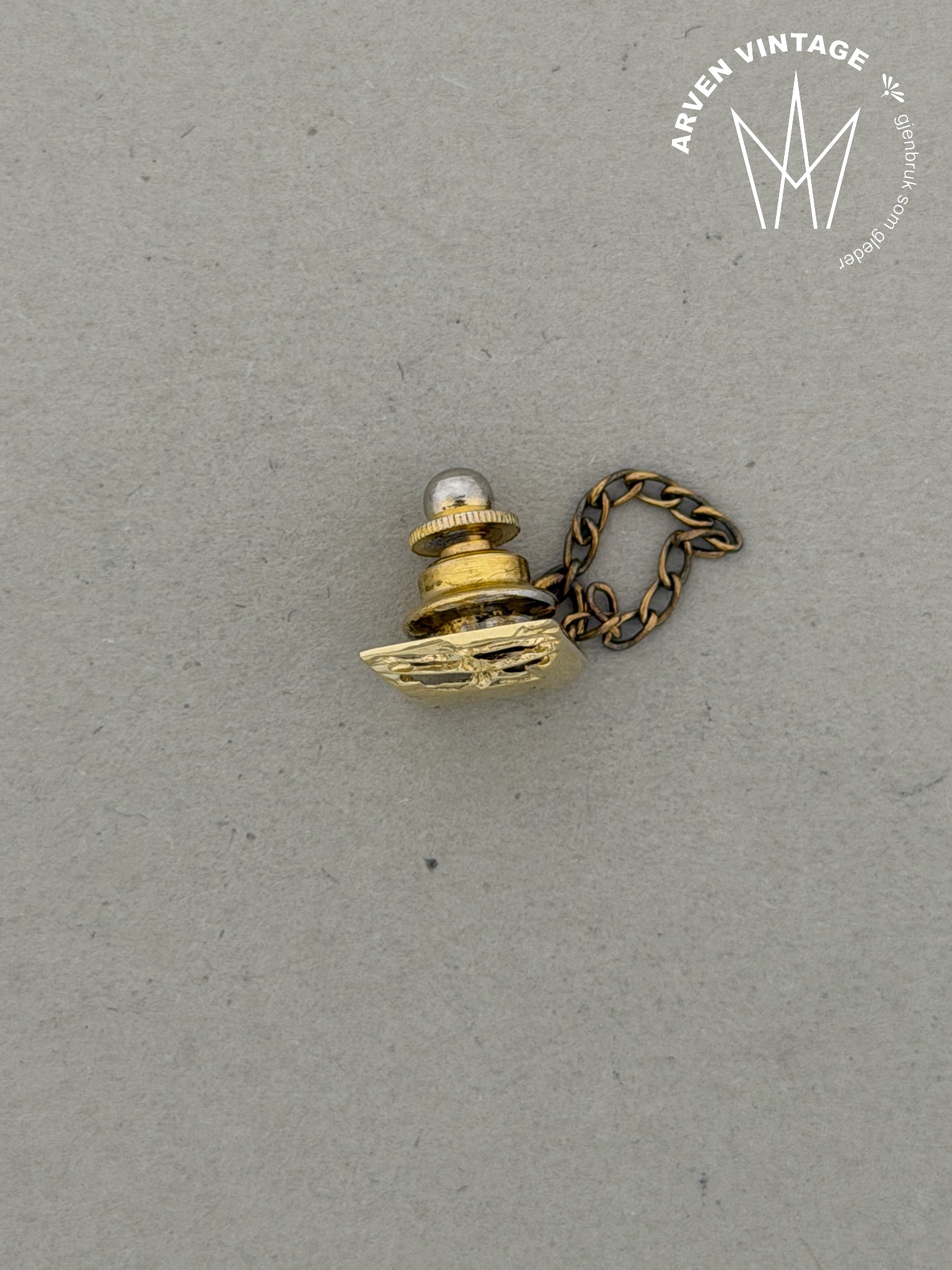 Vintage tie tack gult gull