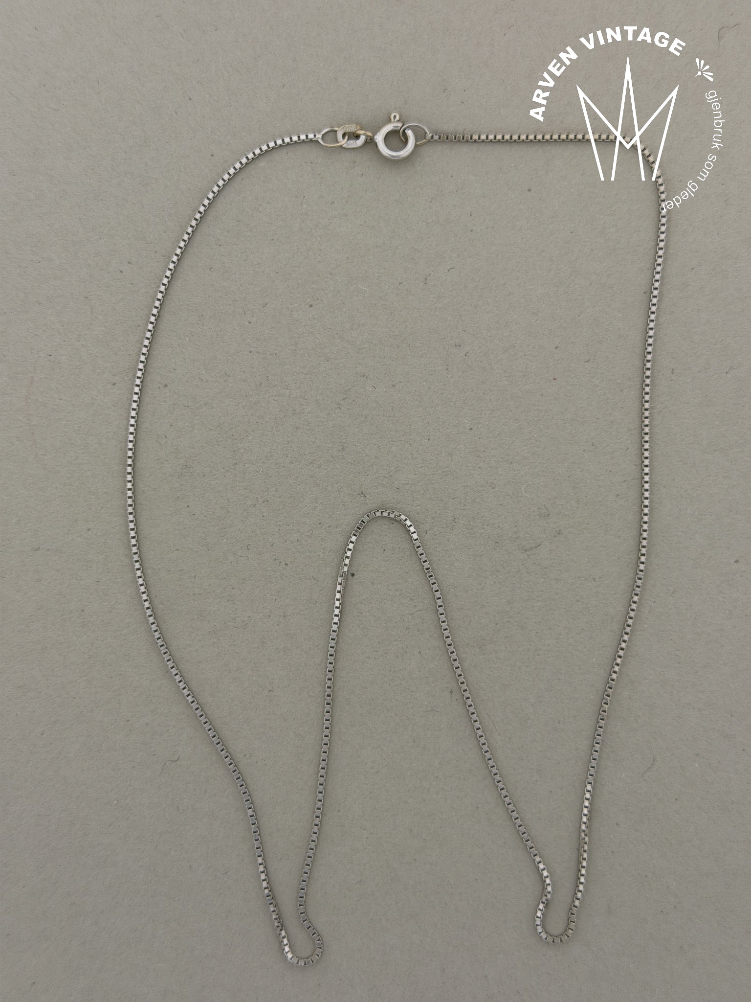 Vintage veneziansk halskjede hvitt gull 42cm