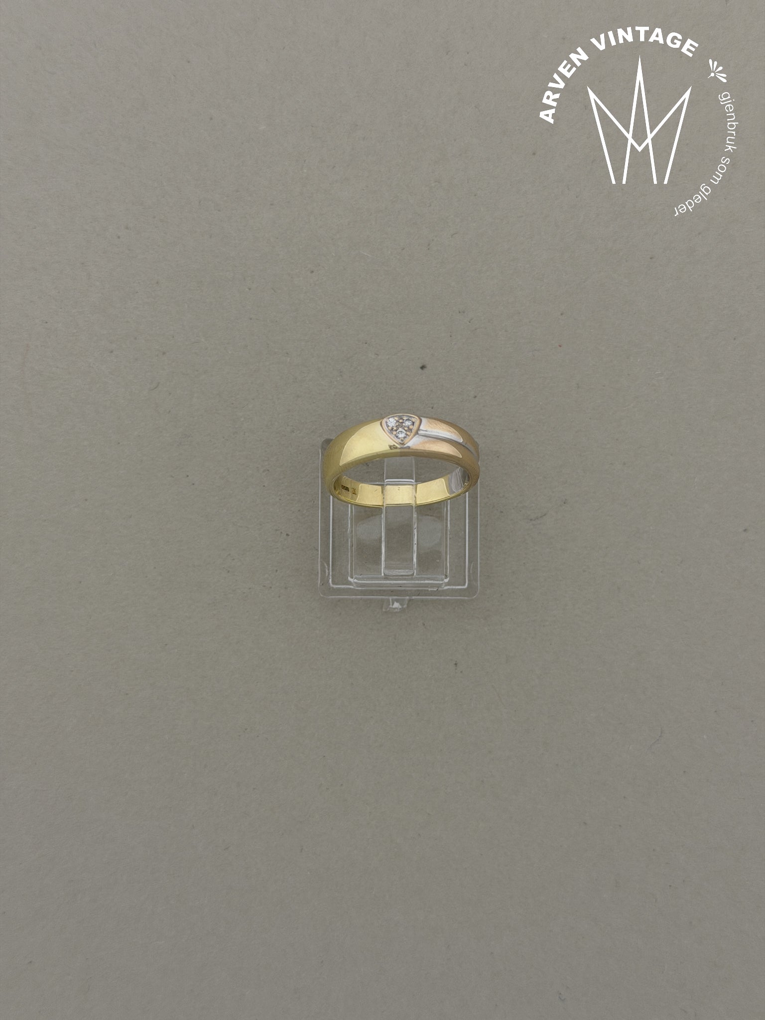 Vintage diamantring gult gull str54