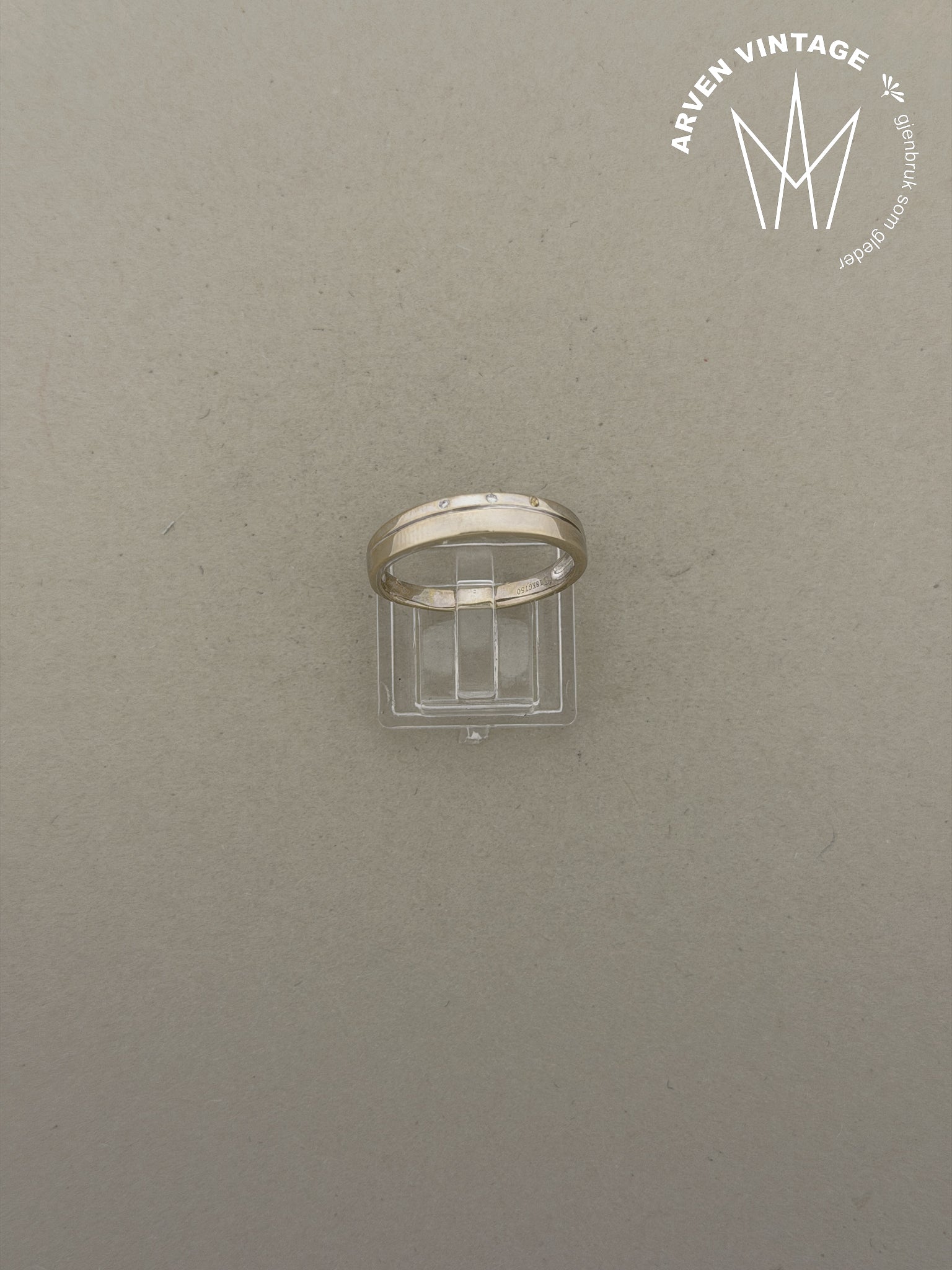 Vintage diamantring hvitt gull str61