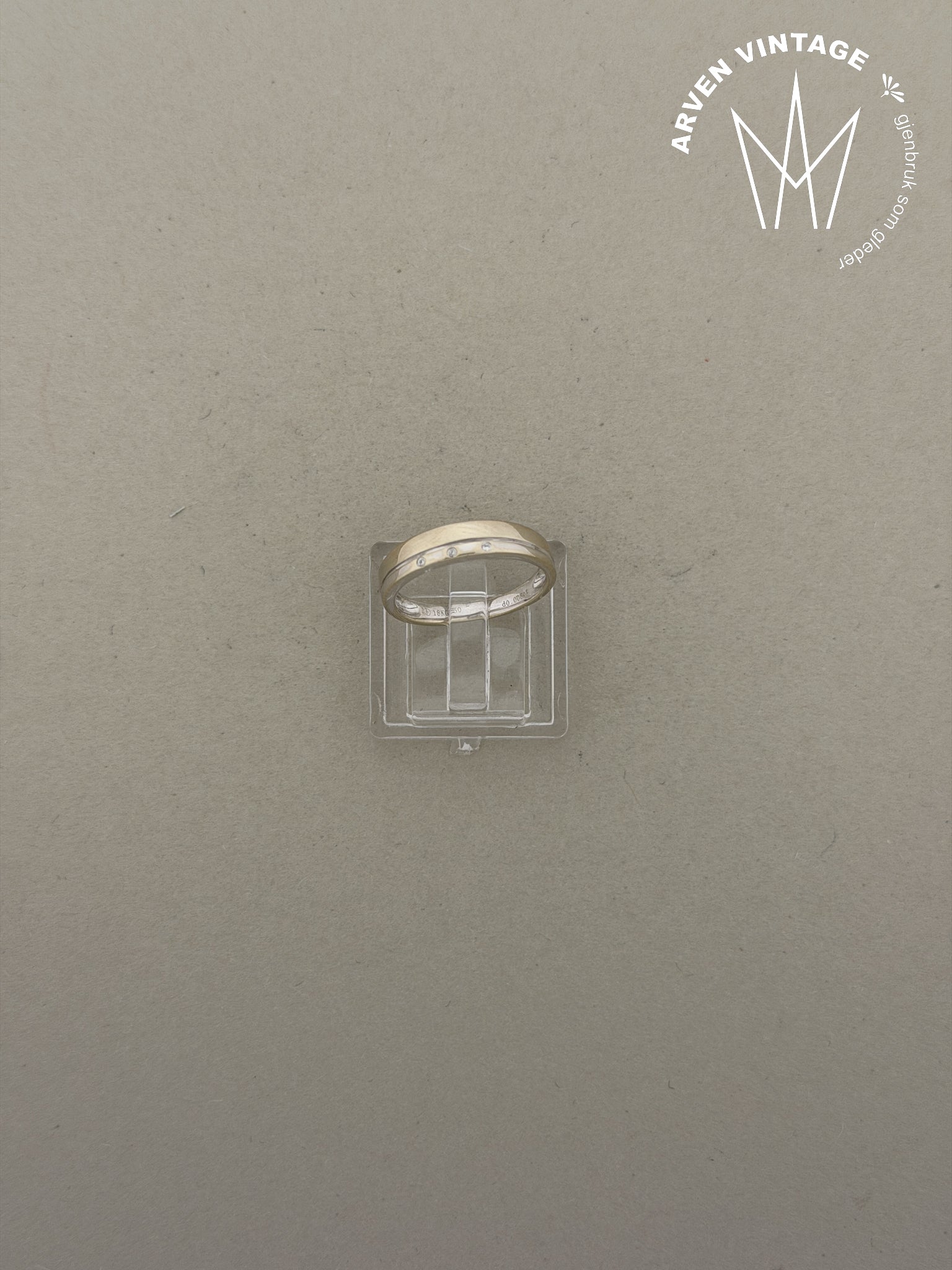 Vintage diamantring hvitt gull str49