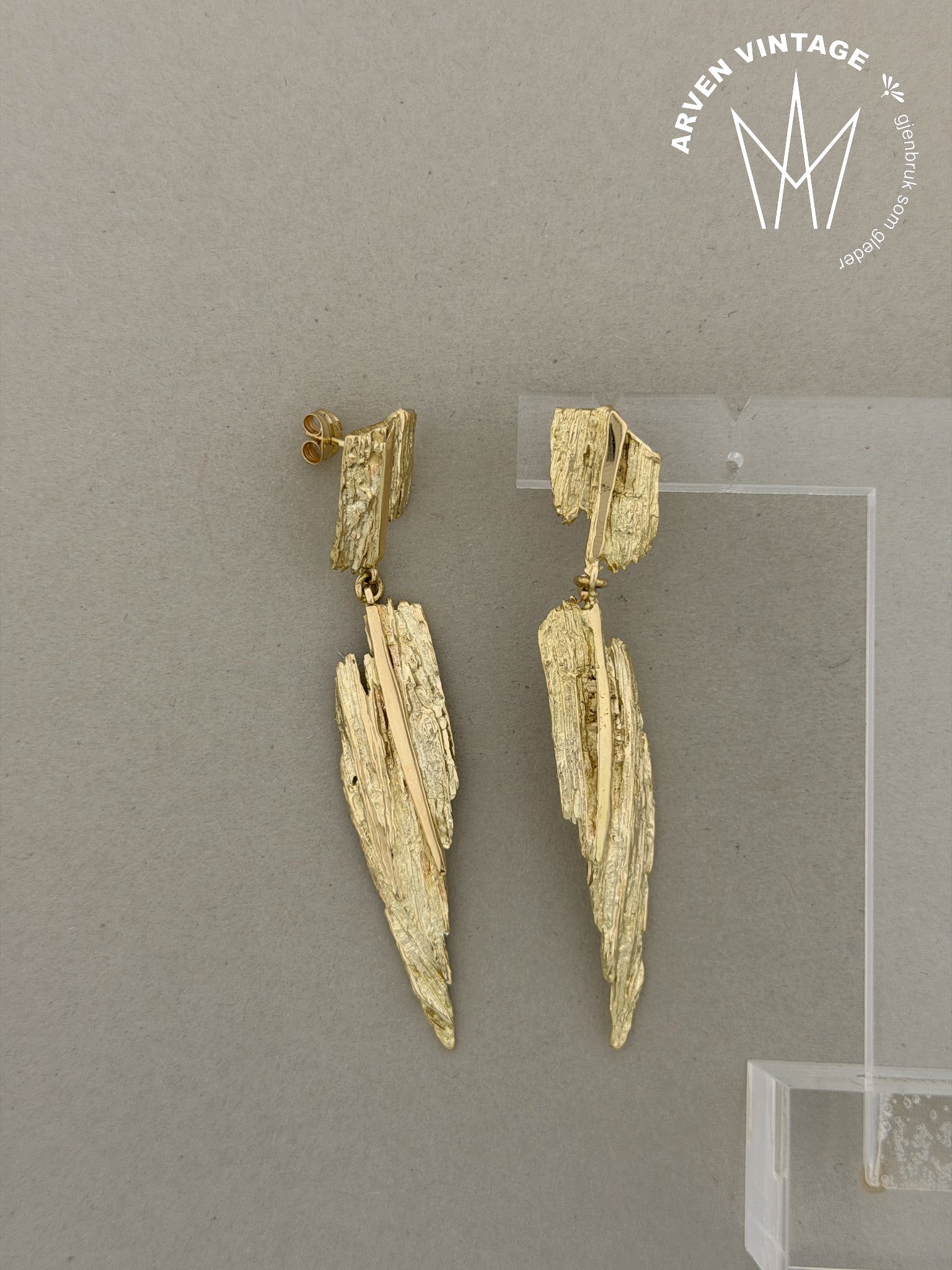 Vintage Gaia ørepynt gult gull